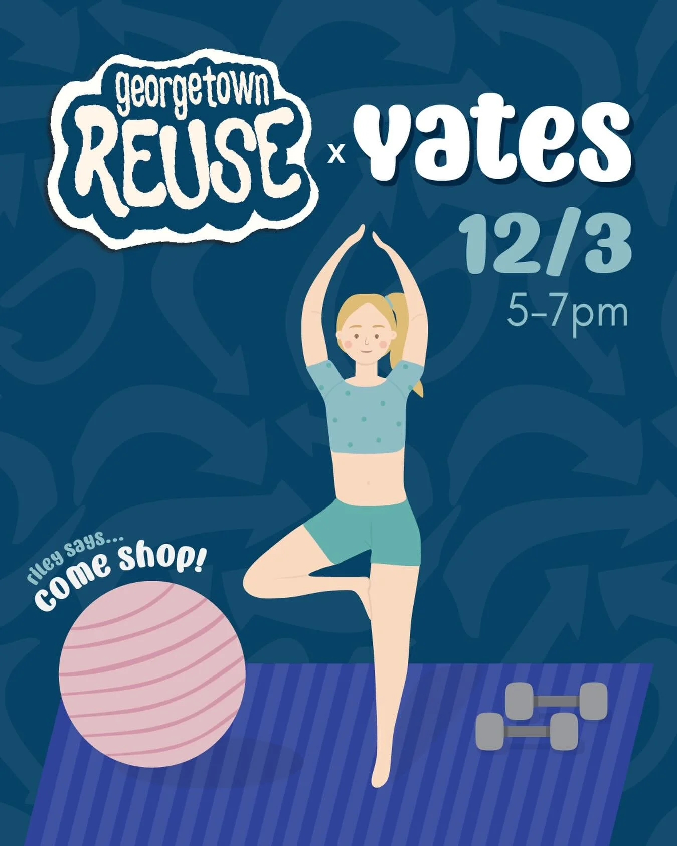 Stock up for your New Year&rsquo;s resolutions at our last Yates sale of the semester!

Come shop athletic wear this Wednesday from 5-7pm. 🌱🎽⛸️