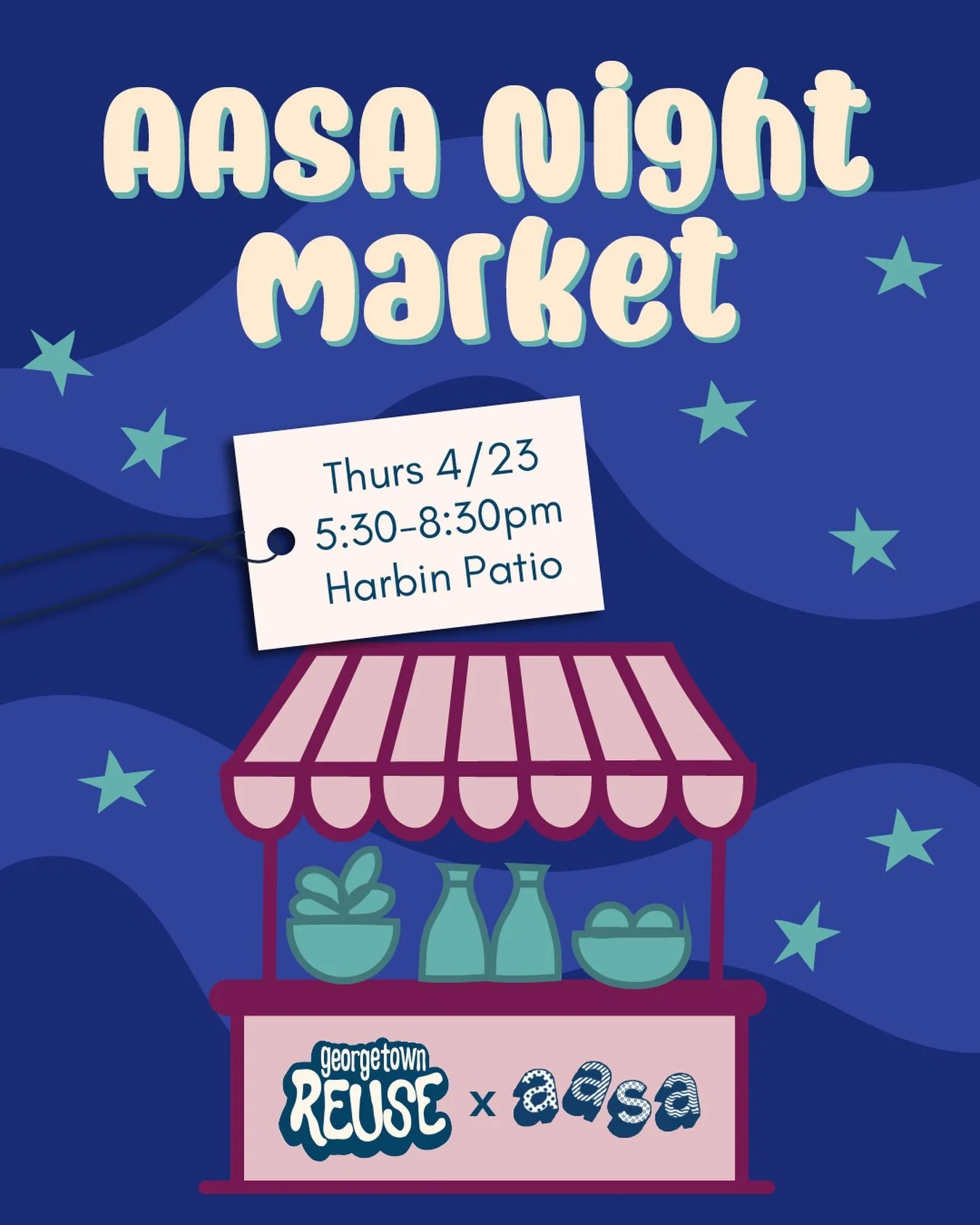 Spend your Thursday evening at the AASA Night Market! Shop sustainable fashion, handmade items, baked goods, and more! 🌙♻️