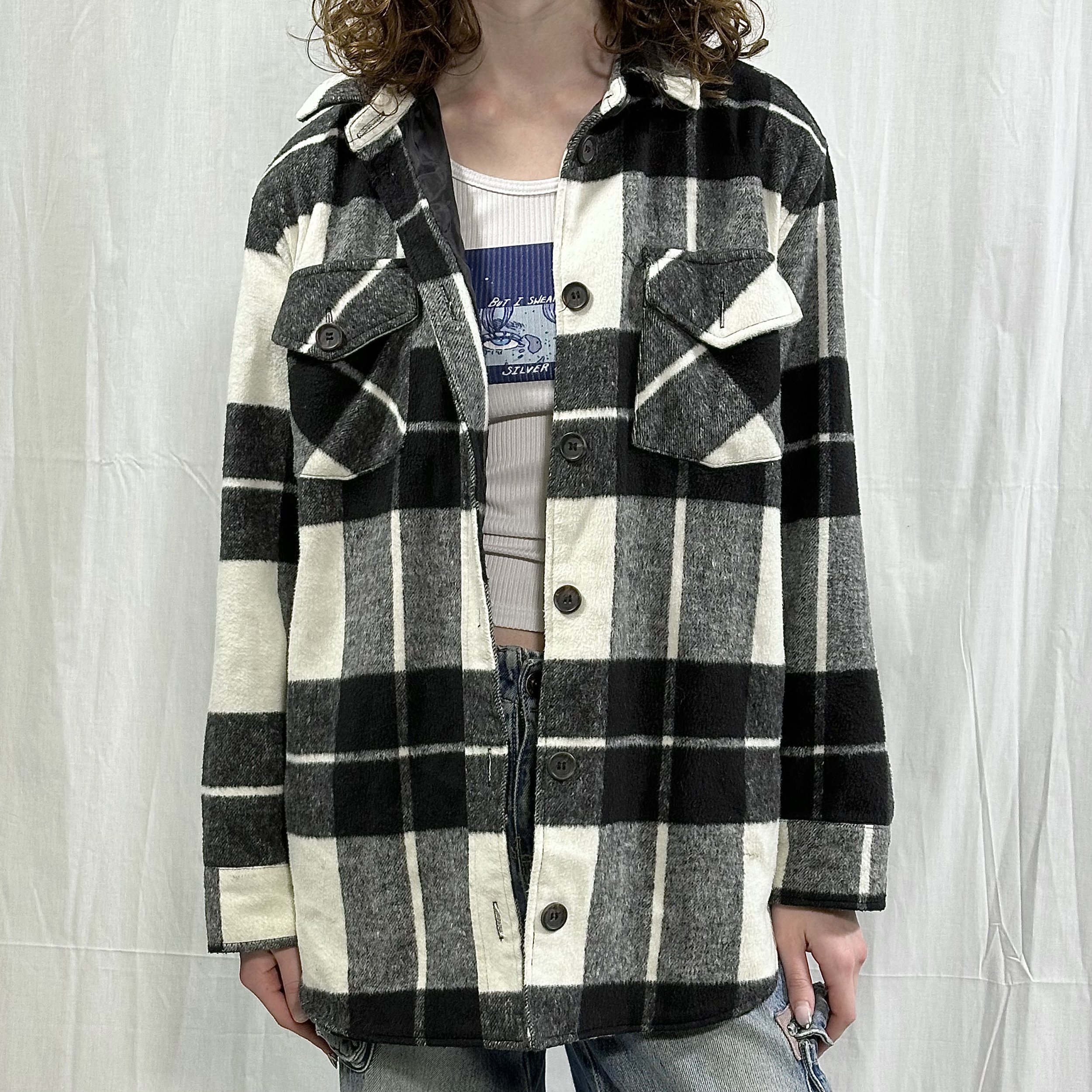 Thread and Supply Black and White Fleece Flannel