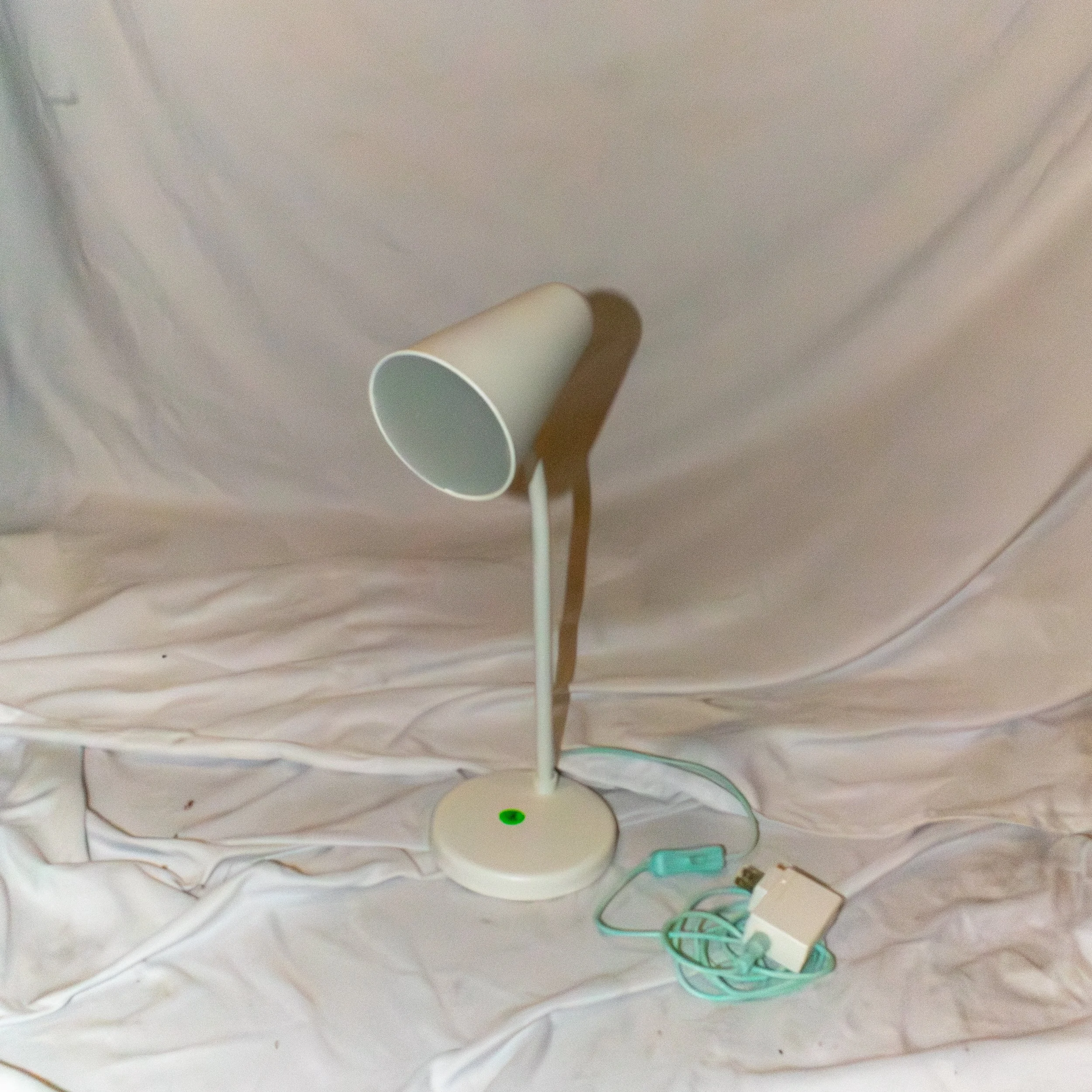 Ikea Intertek White Desk Lamp with Light Blue Chord