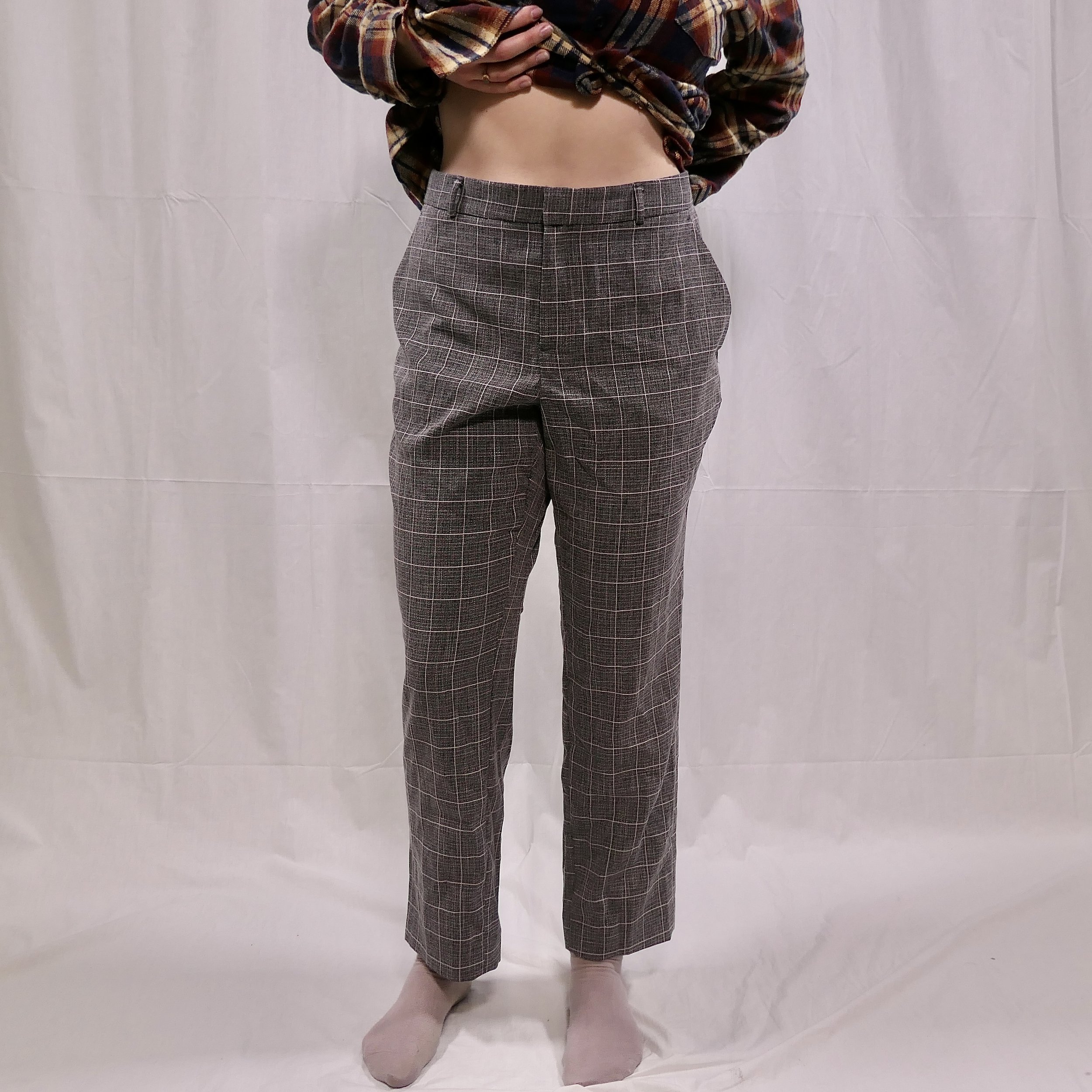Grey plaid banana republic pants.jpeg