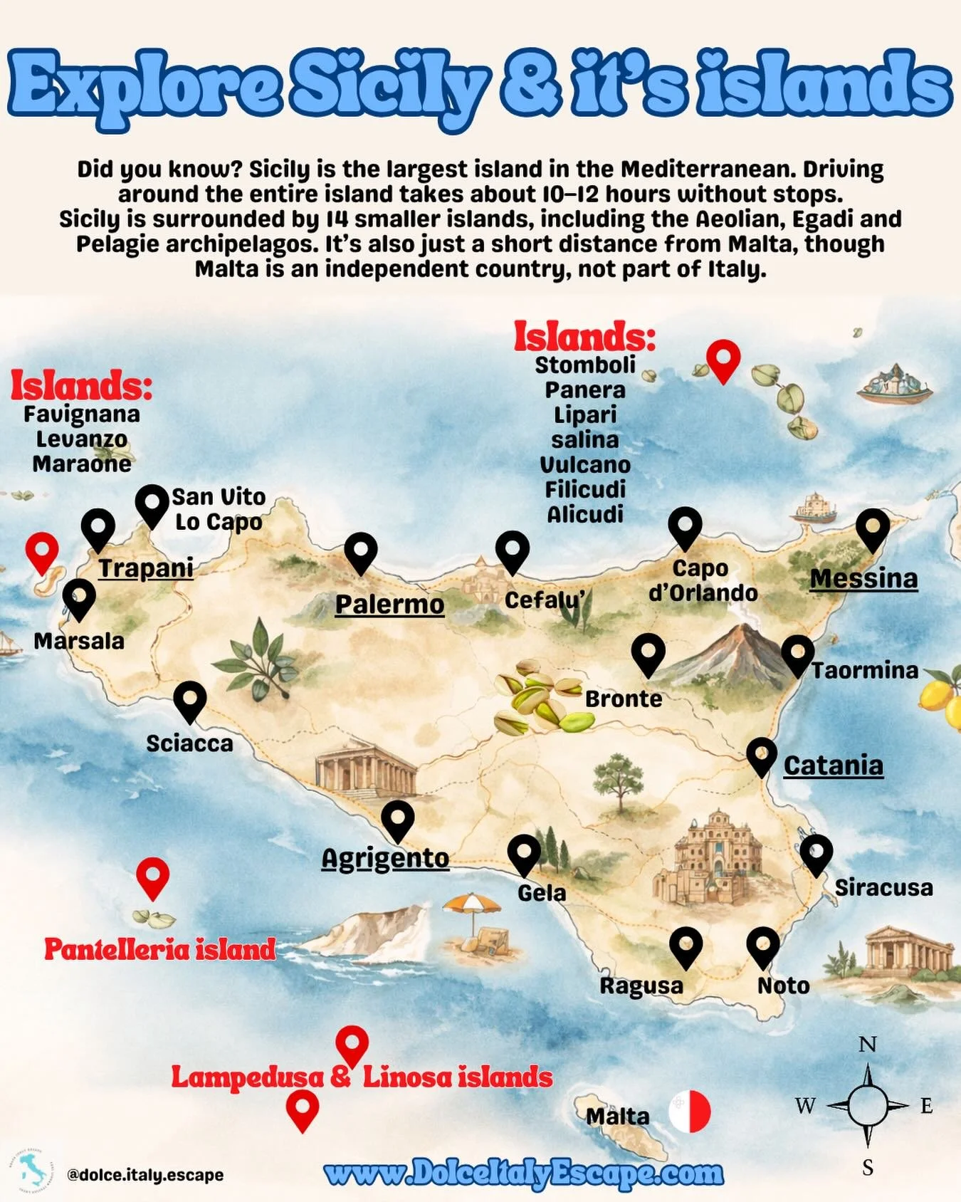 Did you know that around Sicily there are so many smaller islands where you can stay and have truly unique experiences? 🌊✨

From boat trips and hidden beaches to local culture and unforgettable sunsets, each island has its own magic!

And here&rsquo