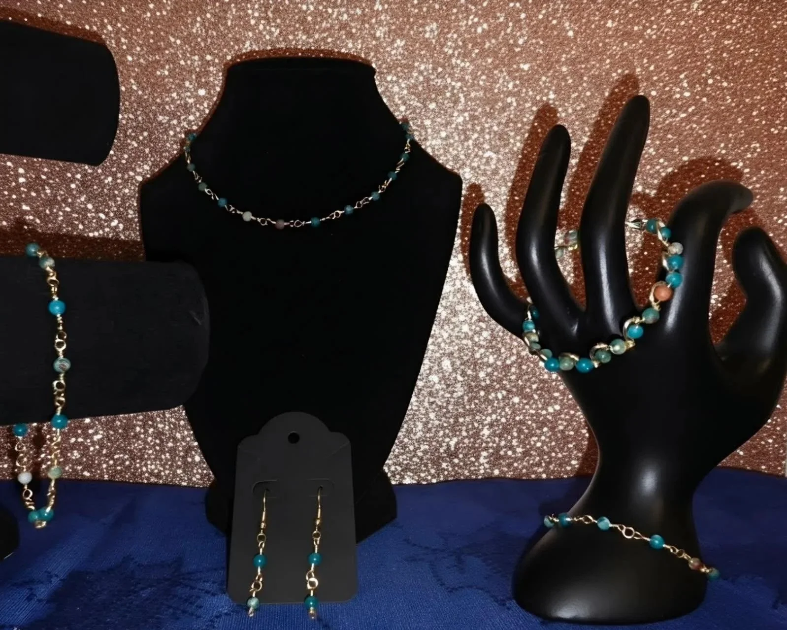 Aqua Serpentine Jasper Jewelry Set
