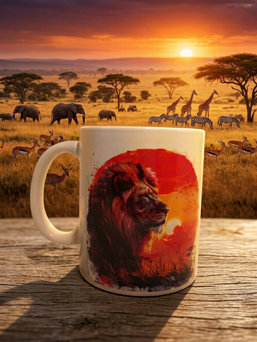Golden Hour Lion Sunset| 11oz Ceramic Coffee Mug