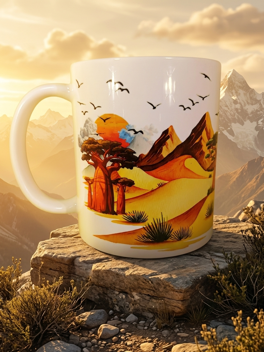 African Boab Tree with Desert Sand|11oz Ceramic Coffee Mug