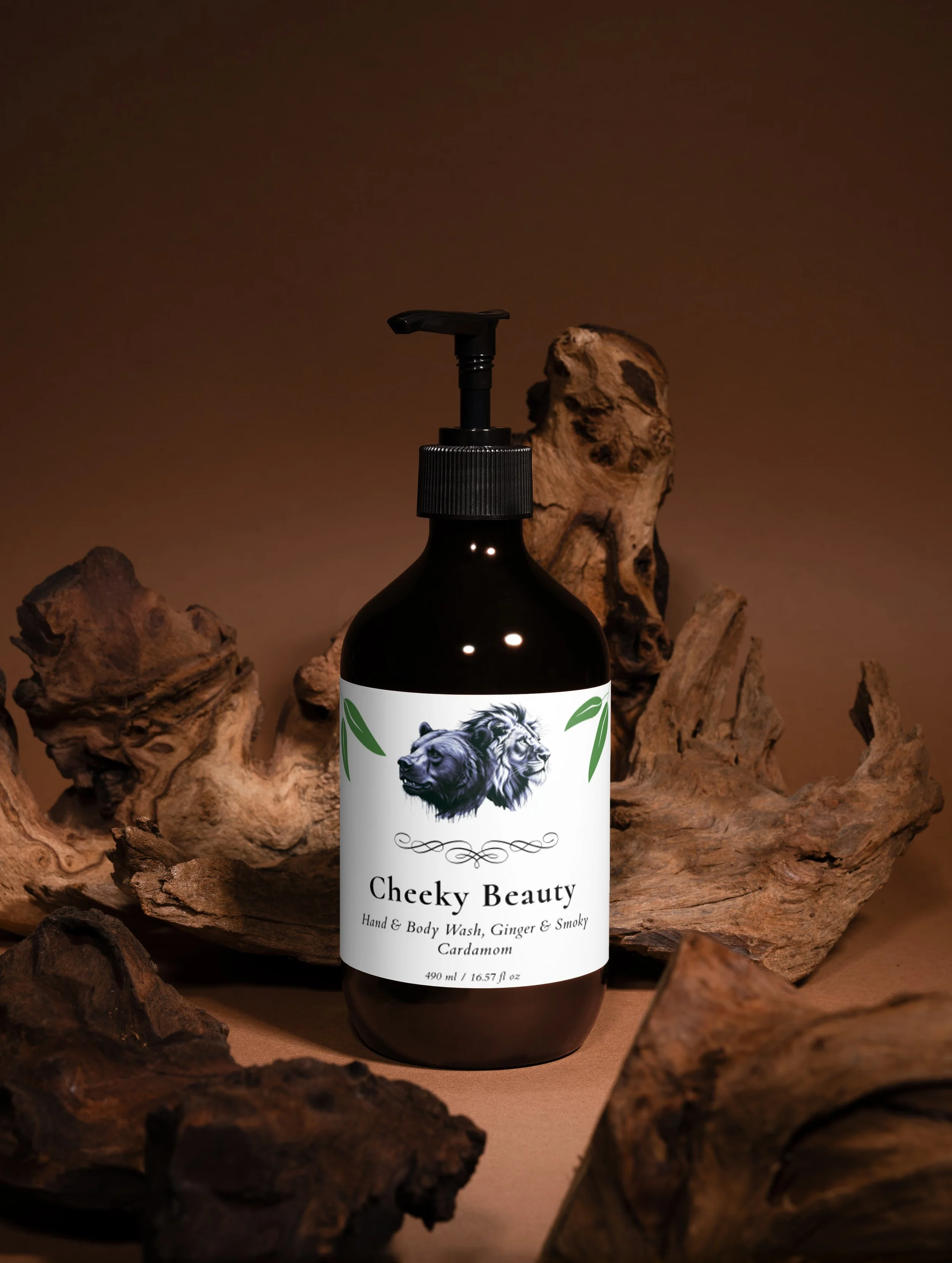 Hand & Body Wash, Ginger & Smoky Cardamom|490ml|Amber Bottle