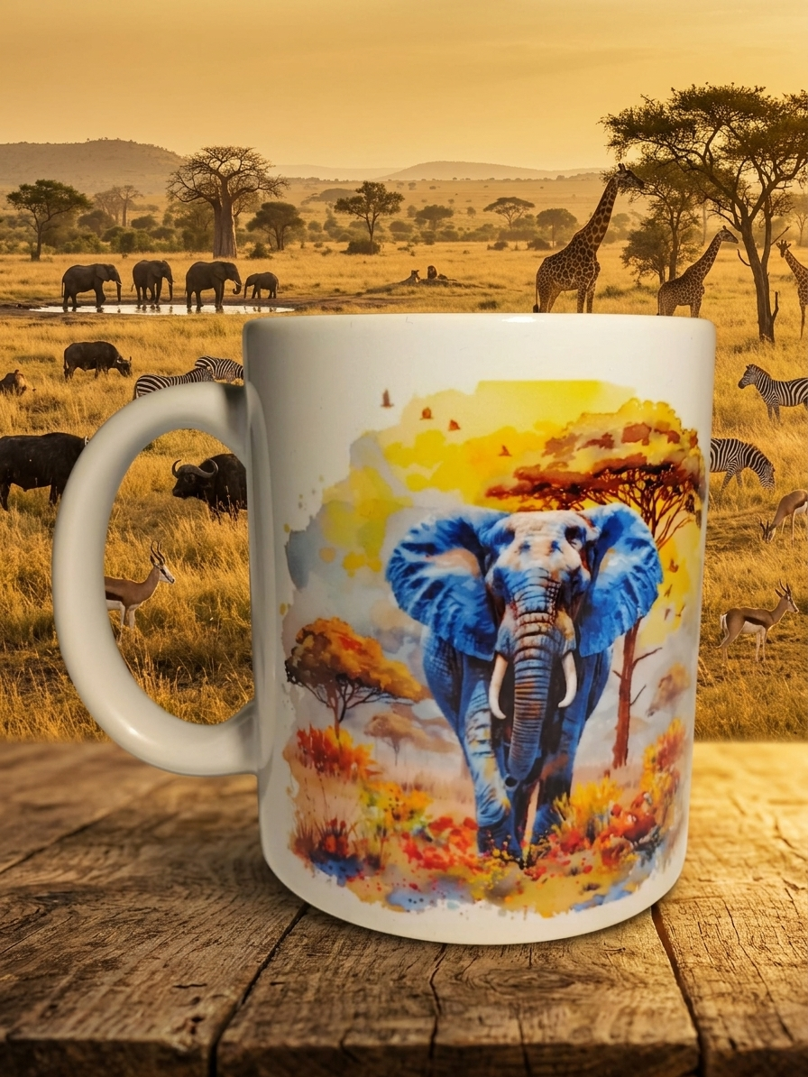 Majestic Blue Bushveld Elephant|11oz Ceramic Coffee Mug