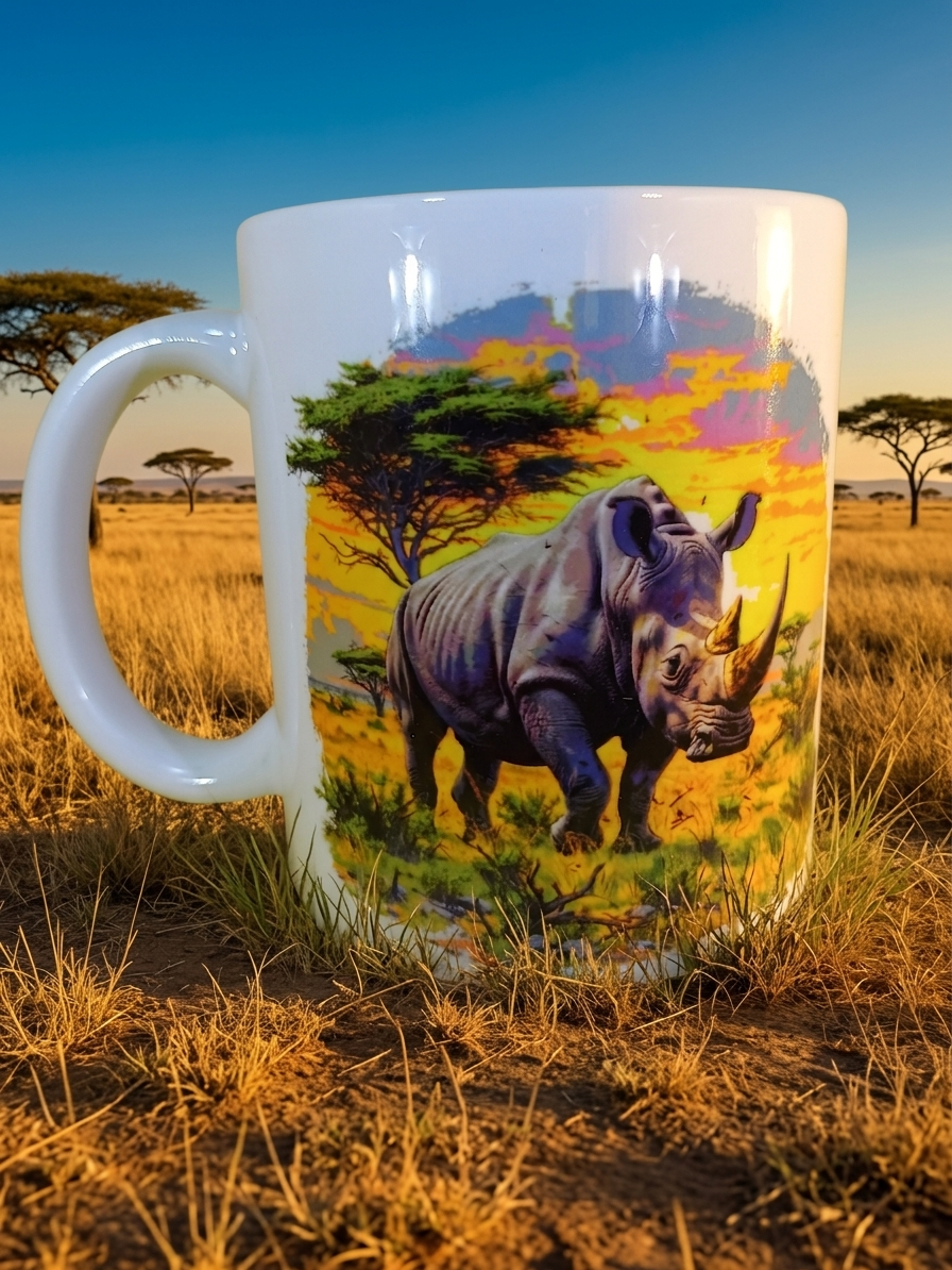 Rhino in the African Bushveld|11oz Ceramic Coffee Mug