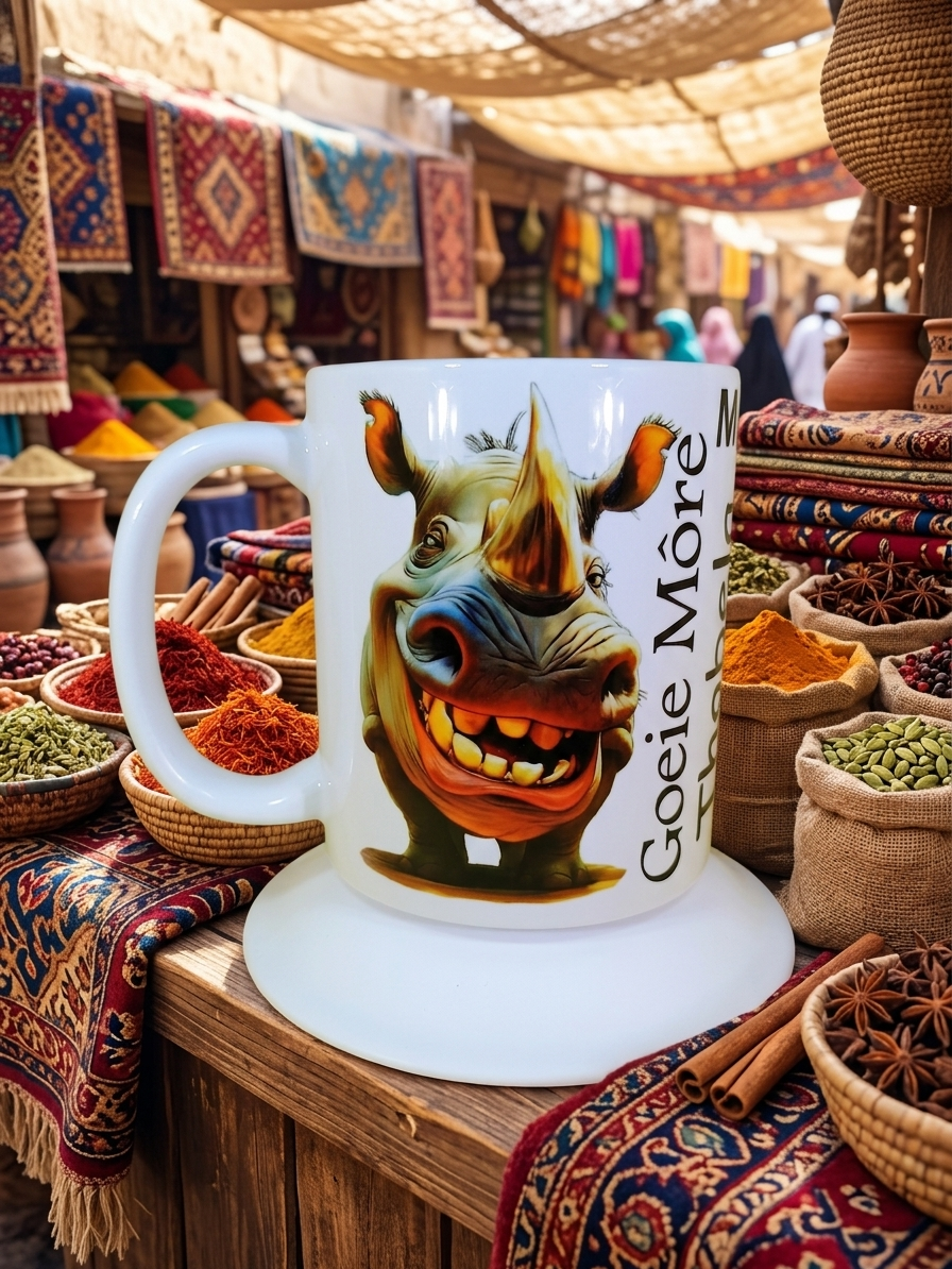 Good Morning Africa|South African Multilingual|Rhino|11oz Ceramic Coffee Mug