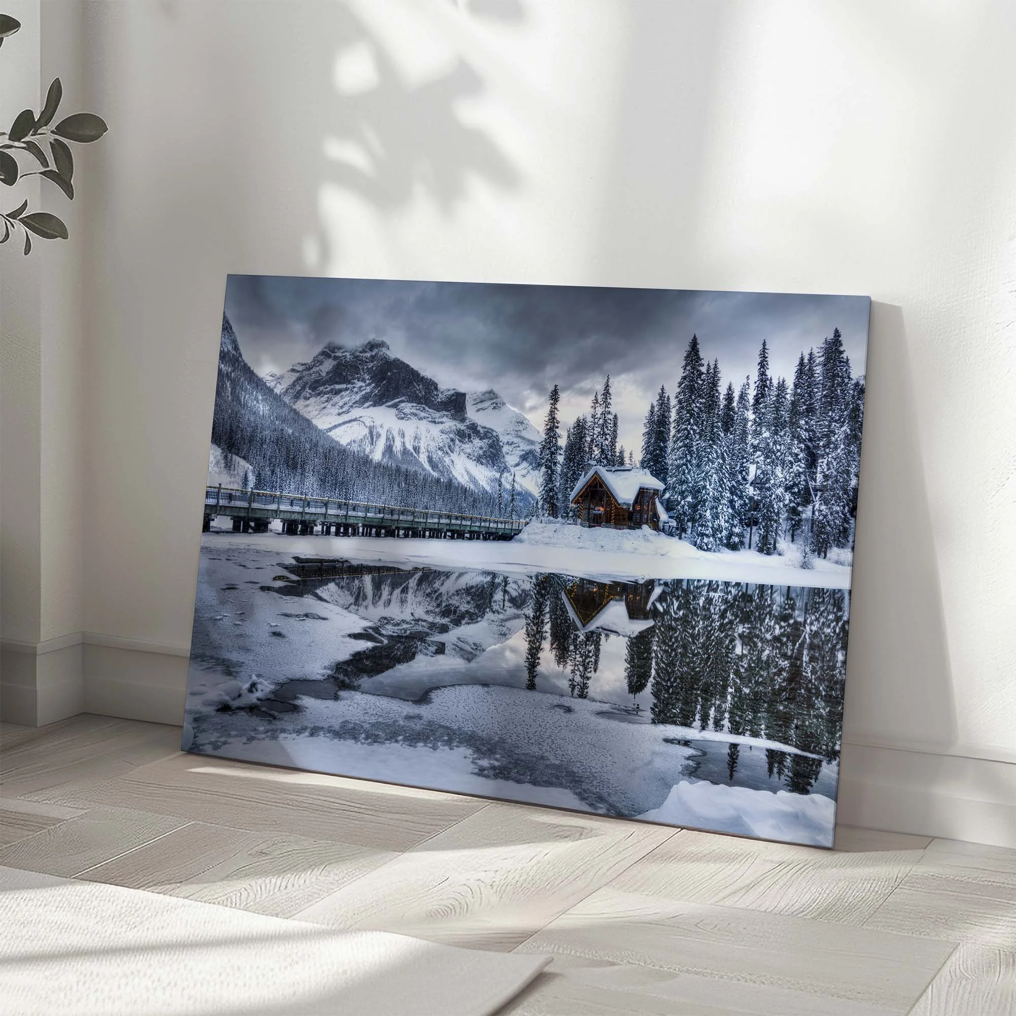 Emerald Lake Lodge Winter thin canvas on floor sideview.jpg