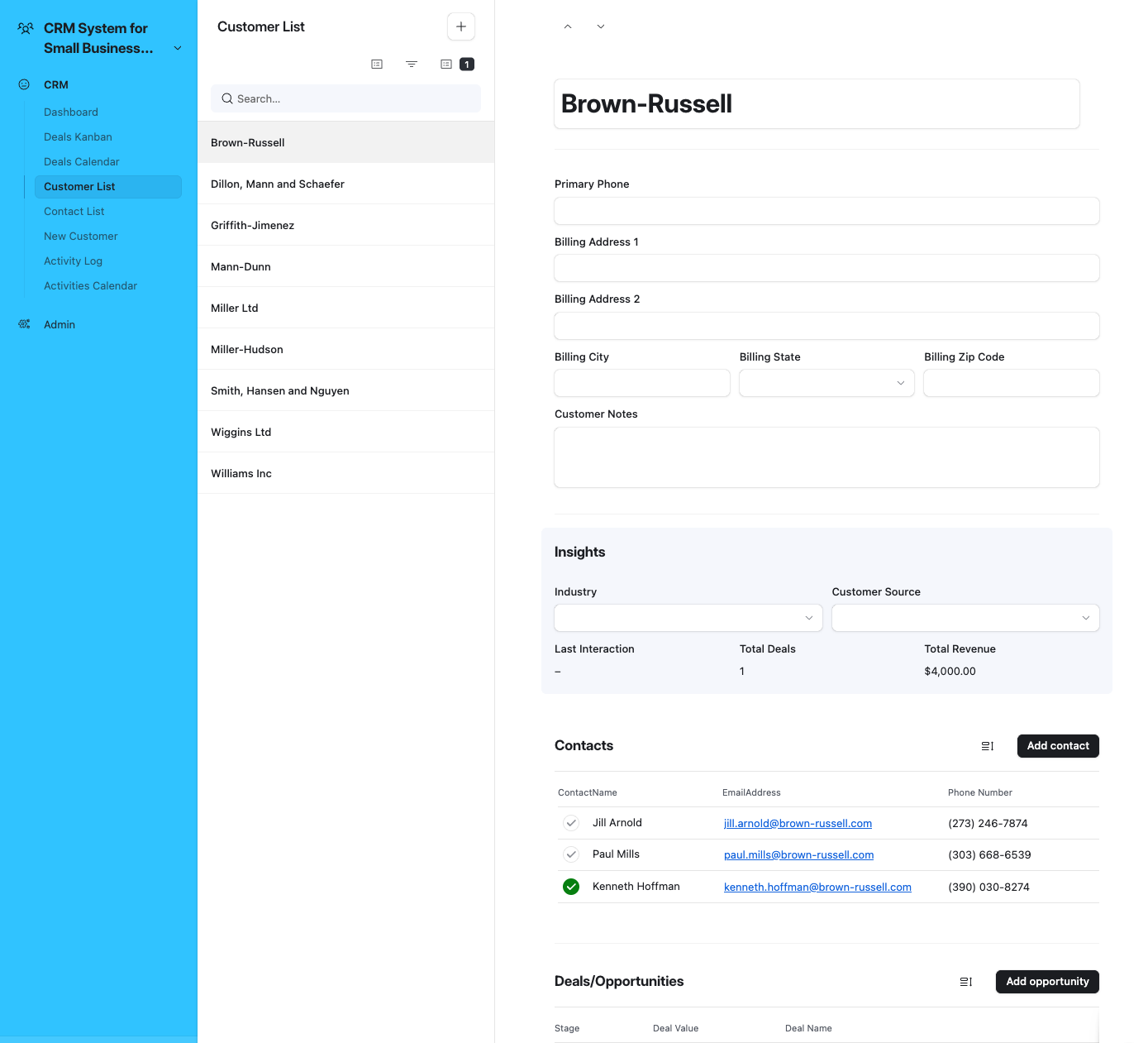 CRM - Customer Details