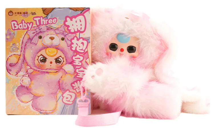 CurePlaneta Bitz & Buttons Baby Three – Hugging Baby Backpack Plush Blind Box (Babythree Official)