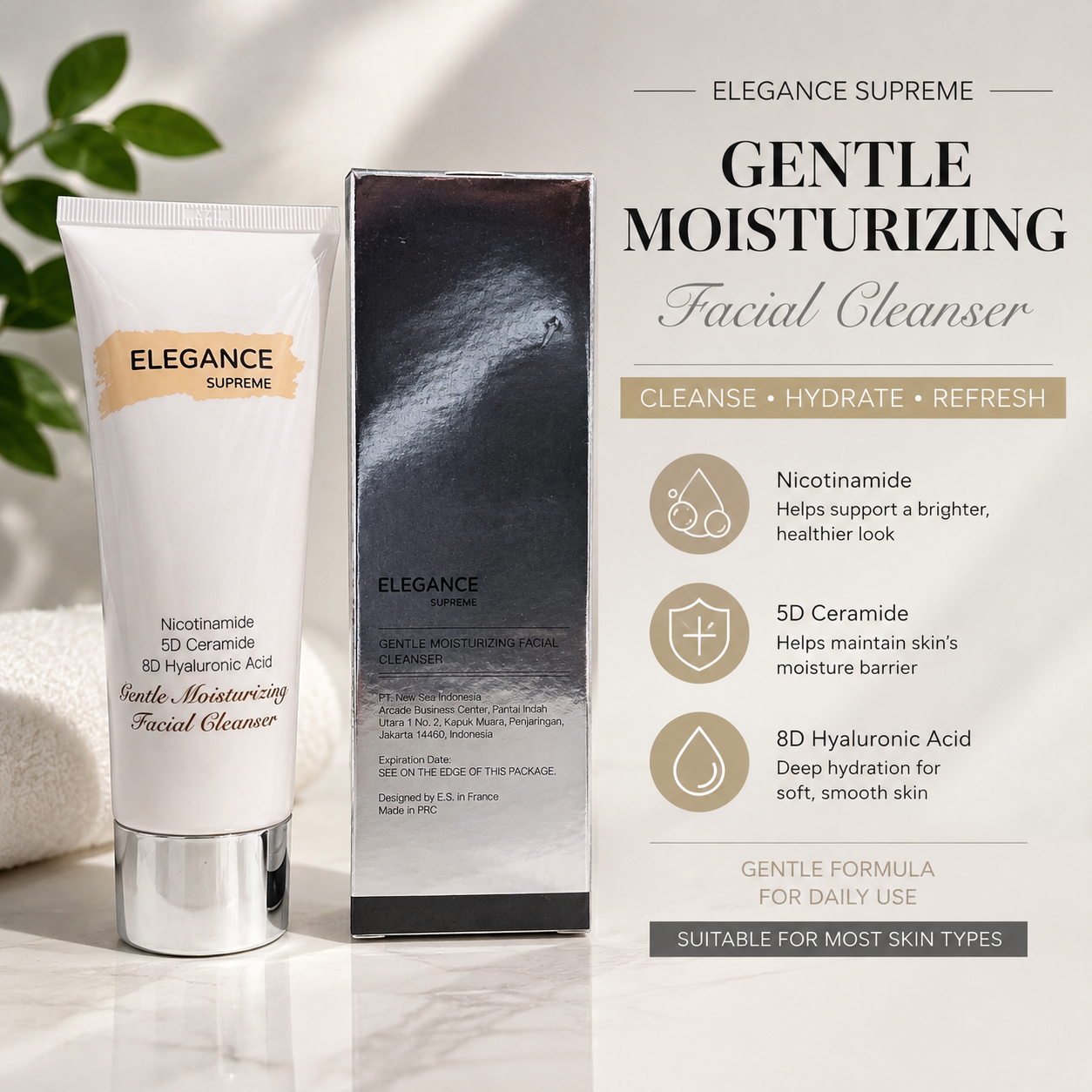 Gentle Moisturizing Facial Cleanser - 80ml Elegance SUPREME