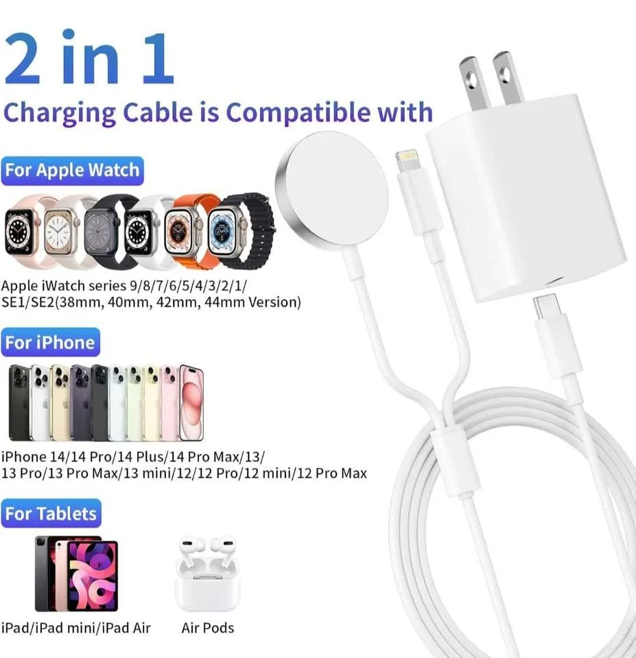 20W USB-C Dual Fast Charger for iPhone and Apple Watch