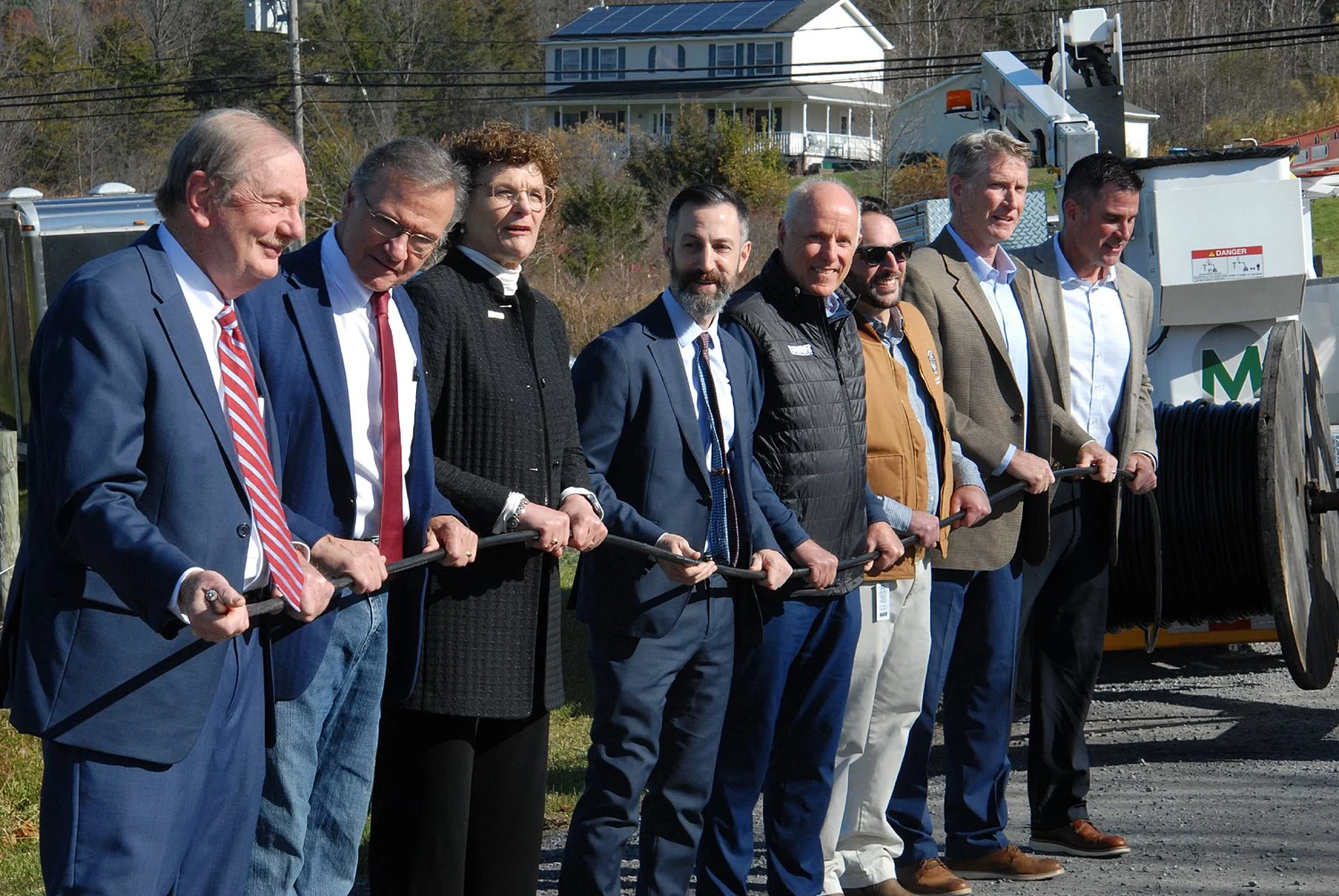Broadband partners hold conduit for Schoharie County's Broadband Project.