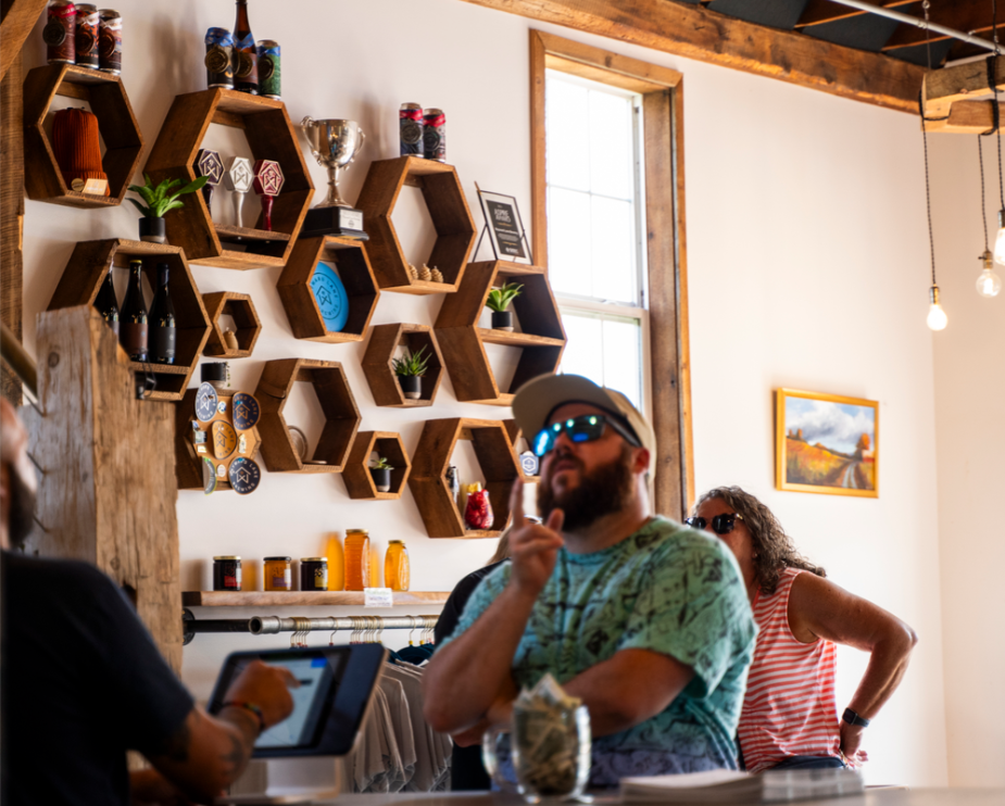 A customer at a small business in Schoharie County, a small town in upstate New York