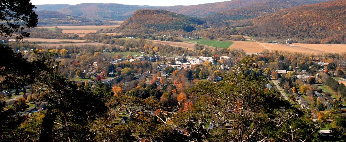 Looking down on Middleburgh from the Cliffs on the Long Path.