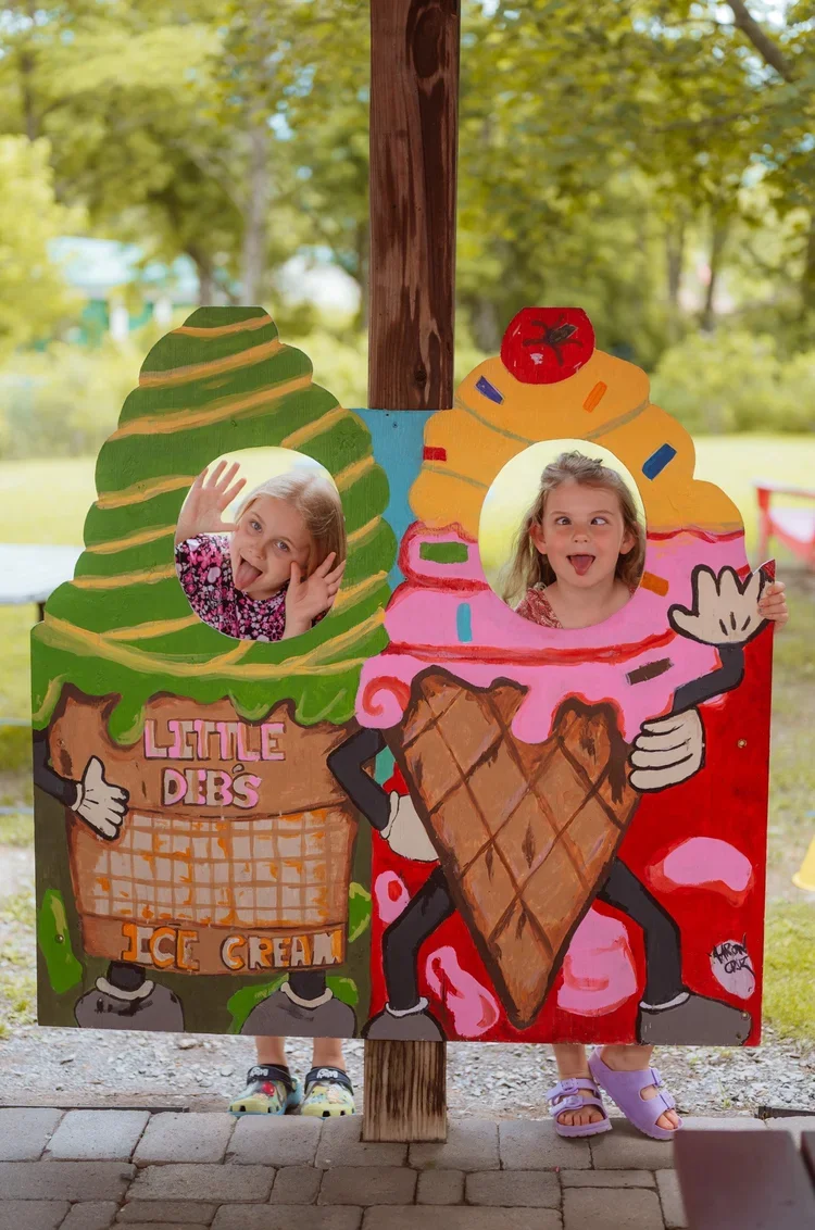 Two young children posing with ice cream cones at Upstate New York Ice Cream Shop in Schoharie COunty