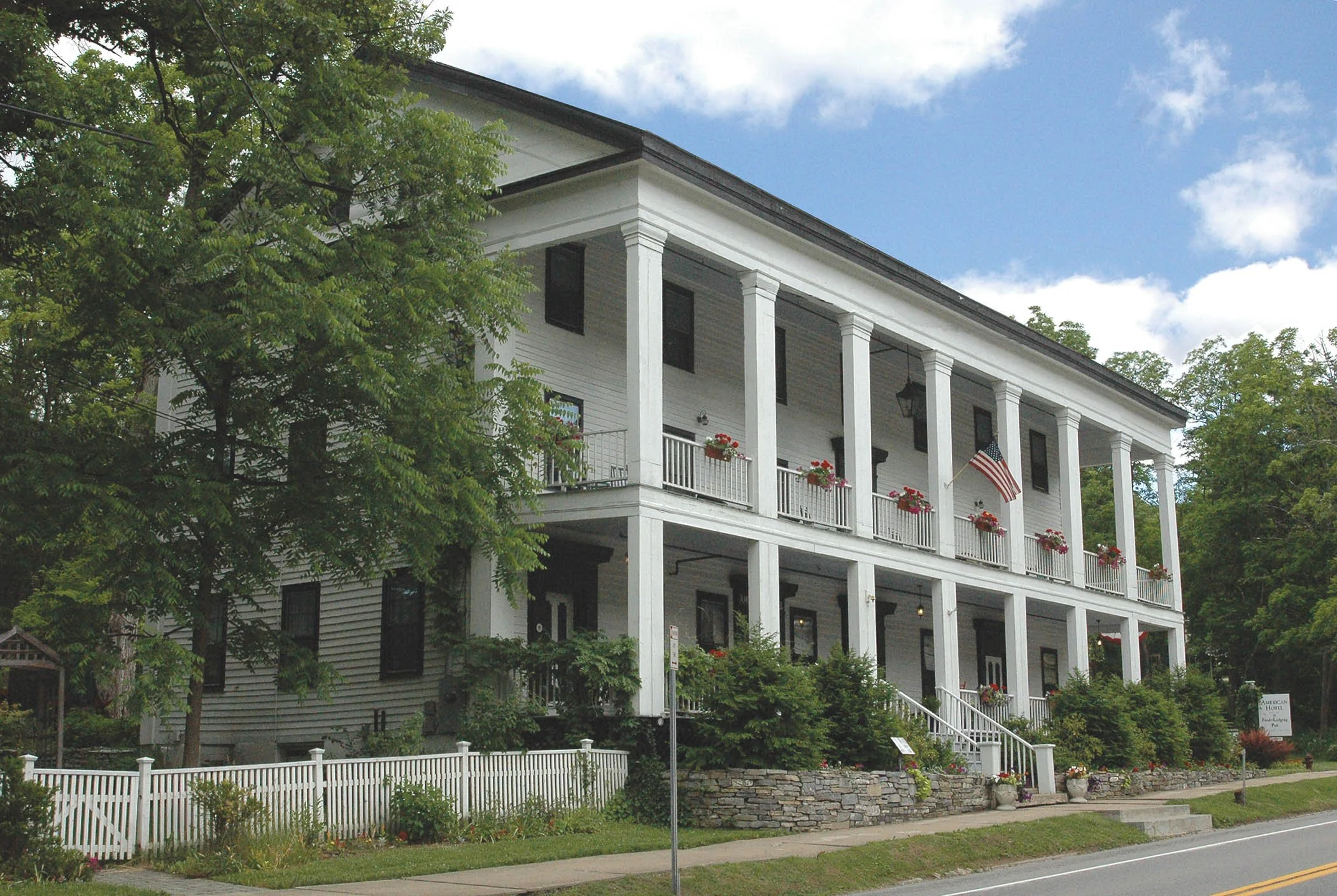 The American Hotel exterior, a hotel located Sharon Springs, a small town in Upstate New York