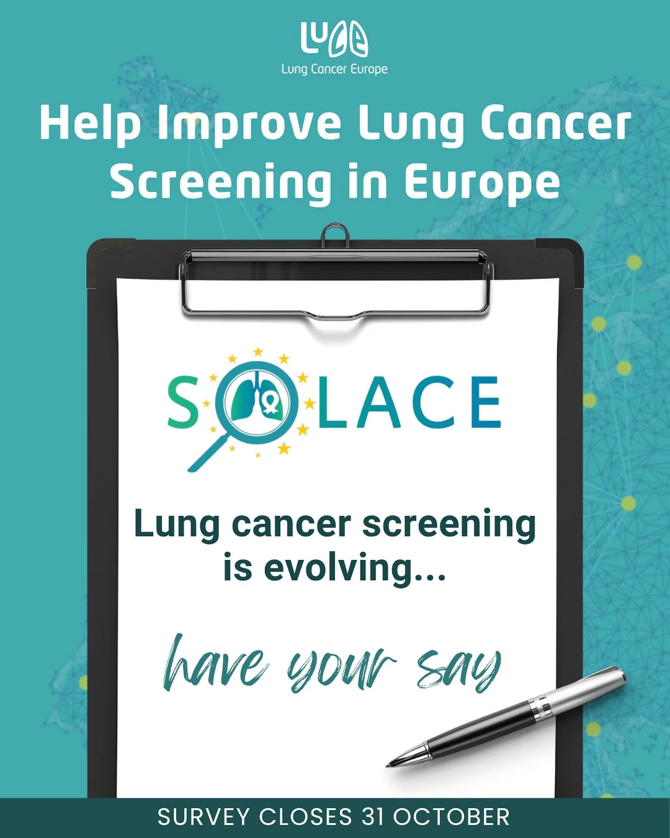 🫁 Help improve lung cancer screening in Europe

Screening can save lives - but access and understanding still vary across Europe.

The SOLACE Project is tracking progress and showing where lung cancer screening still falls short.

If you&rsquo;re li