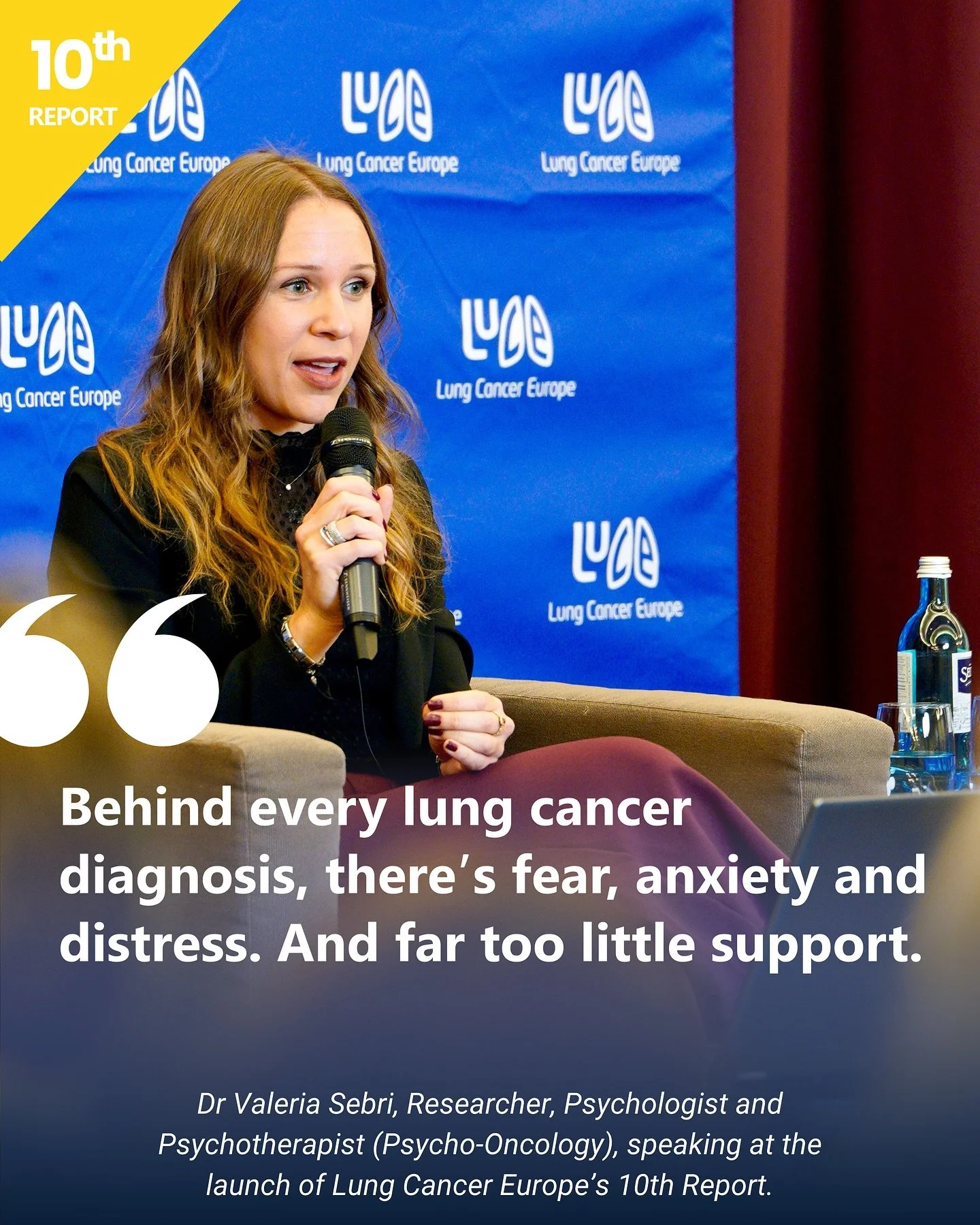 Behind every lung cancer diagnosis is a mental health story.
Speaking at the launch of Lung Cancer Europe’s 10th Report - the largest-ever international study on lung cancer and mental health - Dr Valeria Sebri, researcher, psychologist and ps