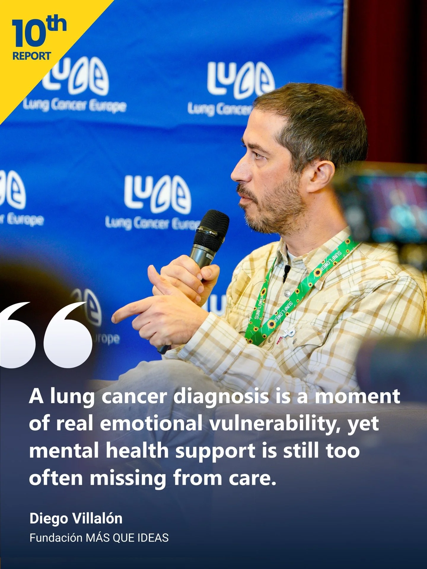 A lung cancer diagnosis is a moment of real emotional vulnerability.

Diego Villal&oacute;n from @fundacionmqi_ shared this at the launch of Lung Cancer Europe&rsquo;s 10th Annual Report, which revealed the scale of the mental health burden many peop