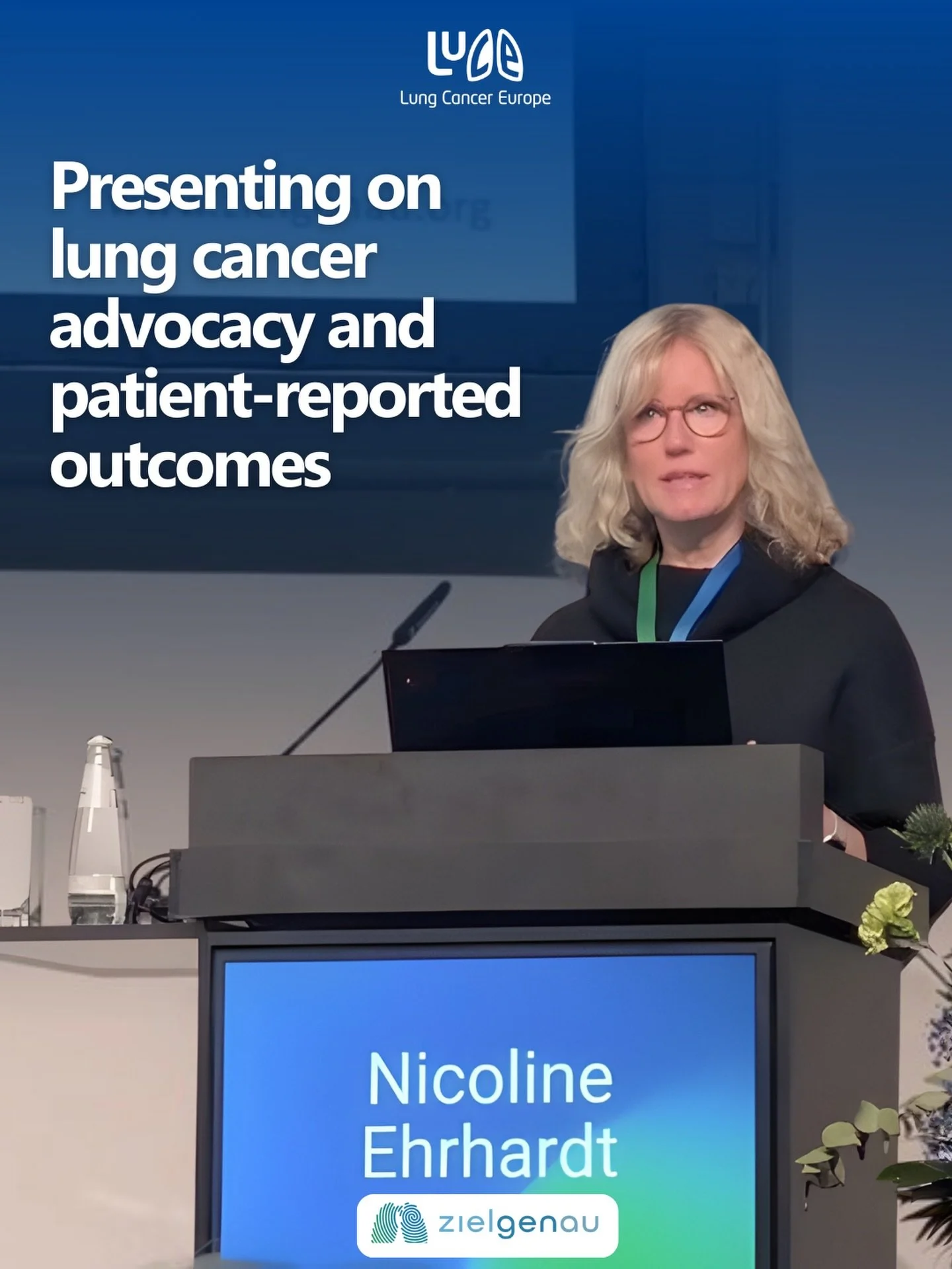Last week, Lung Cancer Europe board member Nicoline Ehrhardt spoke at the Deutscher Krebskongress in Berlin - Germany&rsquo;s largest cancer congress, bringing together around 12,000 participants.

Nicoline presented on:

&bull; Study therapy as a be