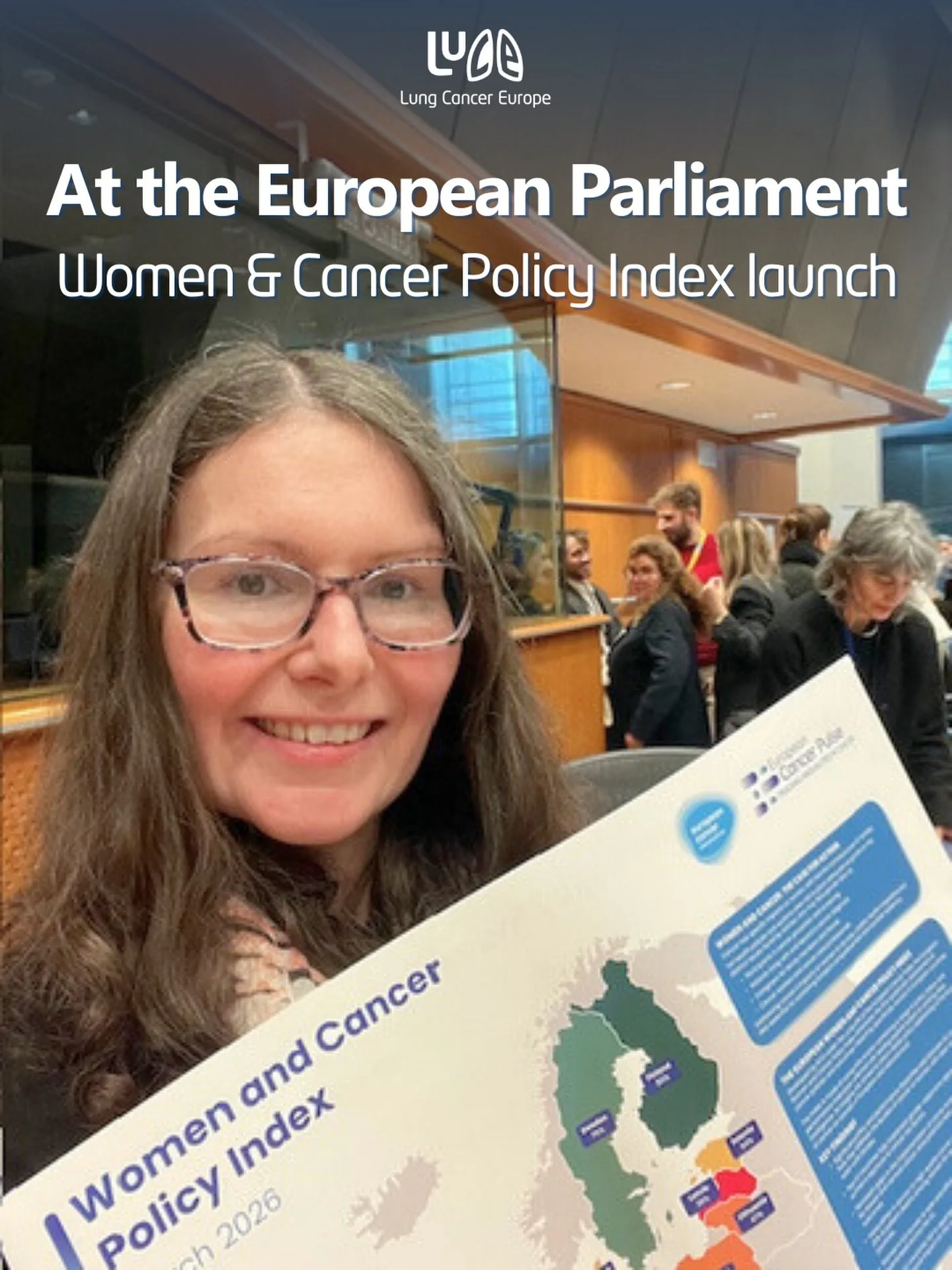 Earlier this week, our new EU Policy and Engagement Manager, Michaela Regan, attended the launch of the Women &amp; Cancer Policy Index at the European Parliament on behalf of Lung Cancer Europe.

Organised by the @europeancancerorg, the event brough