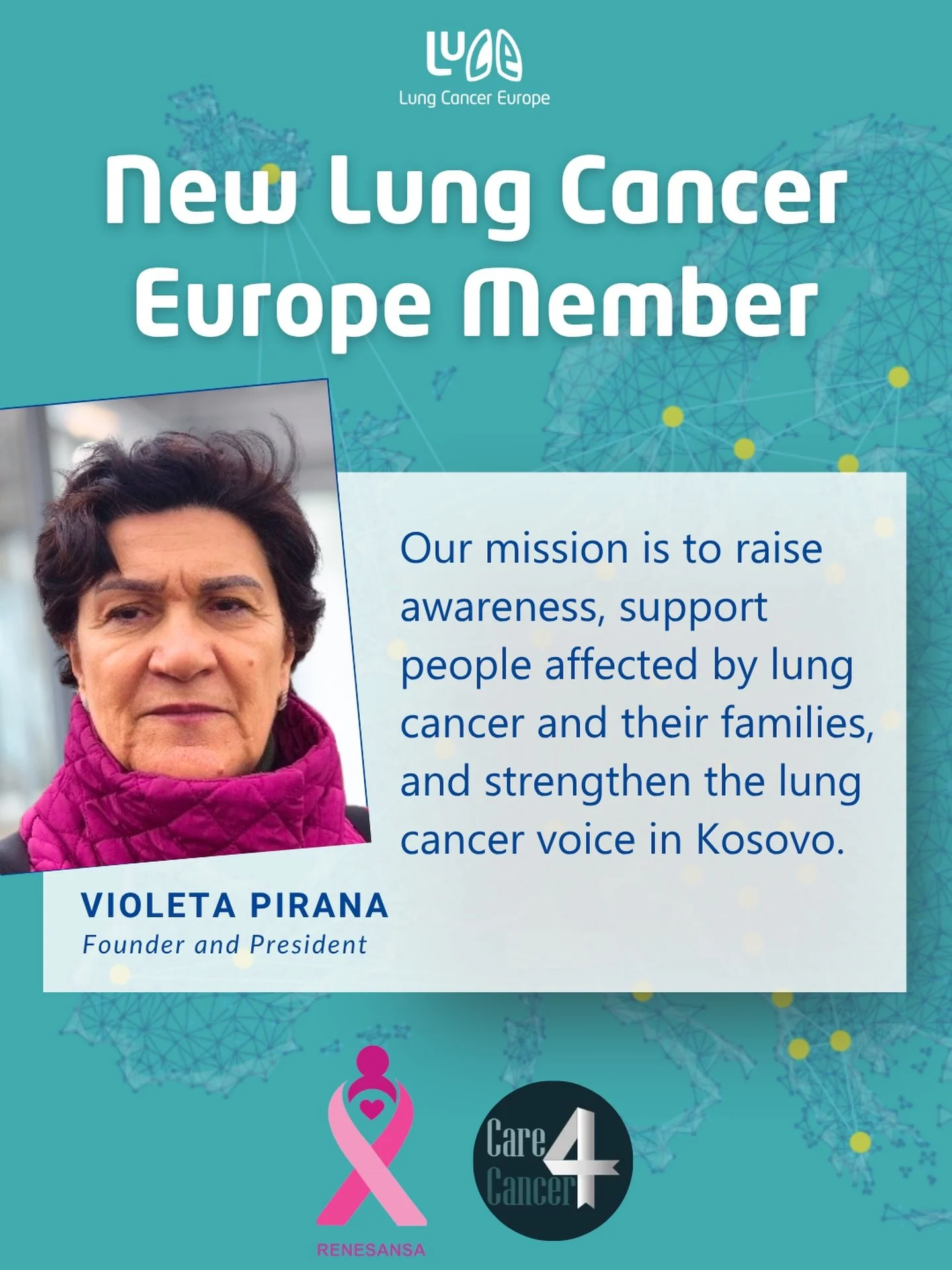 🌍 Lung Cancer Europe is growing 💙

We&rsquo;re very pleased to welcome RENESANSA from Kosovo as a new member organisation.

RENESANSA is a patient-led organisation working to raise awareness, support people affected by cancer, and strengthen advoca
