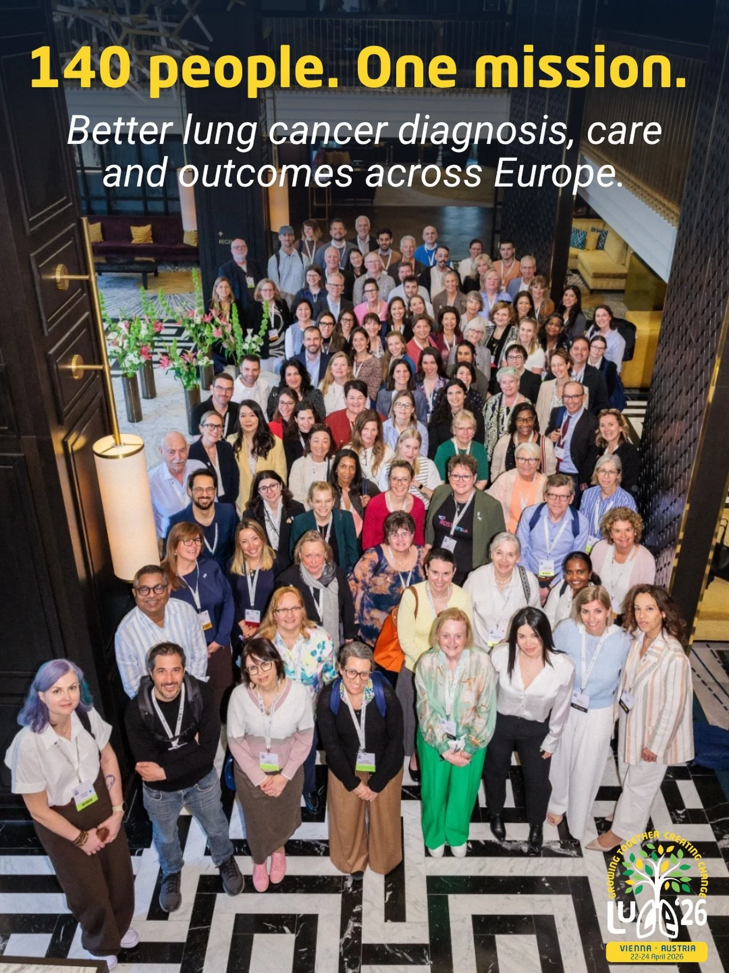 Two days down. And what a two days!

This is the first-ever Lung Cancer Europe Conference in a single photo. Over 140 people from across Europe who came to Vienna to learn, connect and push for better outcomes for people living with lung cancer.

As 