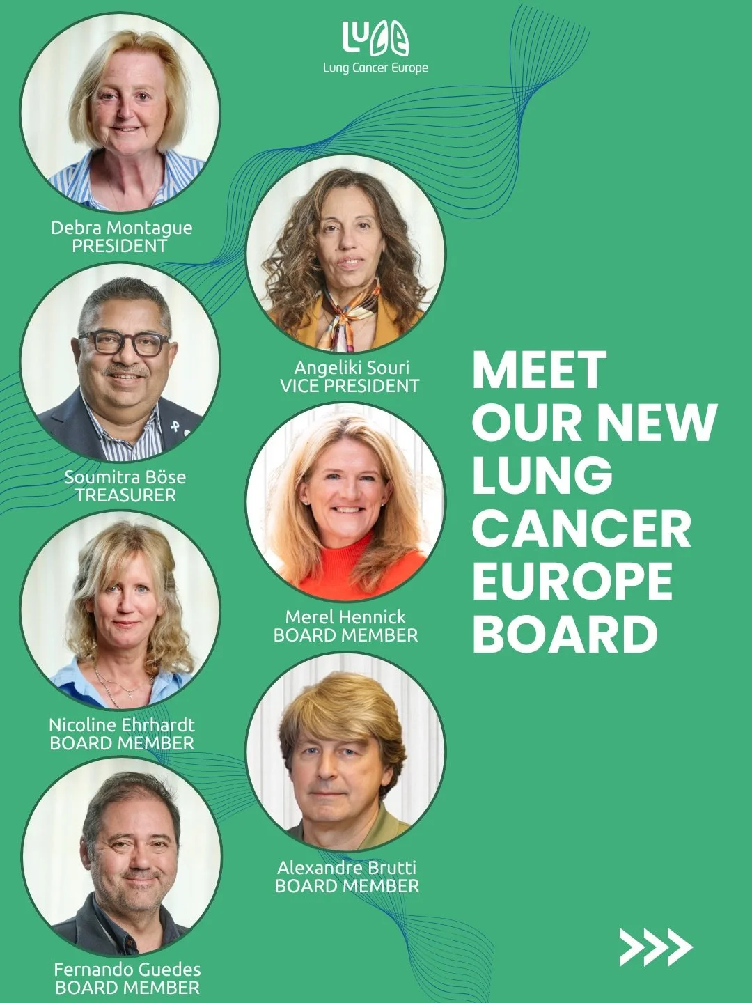 Introducing the Lung Cancer Europe Board for 2026!

At our AGM on 22 April, members elected four Board members, and yesterday the Board met to confirm roles and positions.

Returning to the Board, Angeliki Souri continues as Vice President. We&rsquo;