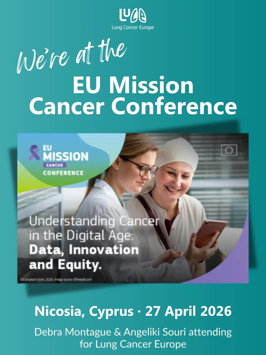 Today at the EU Mission Cancer Conference in Nicosia, our President Debra Montague and Vice President Angeliki Souri are representing Lung Cancer Europe.

We&rsquo;re genuinely open to what AI and digital innovation can offer people with lung cancer.
