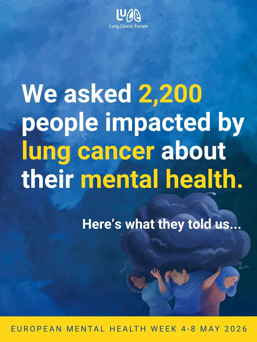 This European Mental Health Week, we&rsquo;re sharing what 2,200 people impacted by lung cancer told us about their mental health.

The numbers are hard to ignore.

1 in 3 people living with, or caring for someone with, lung cancer received no mental
