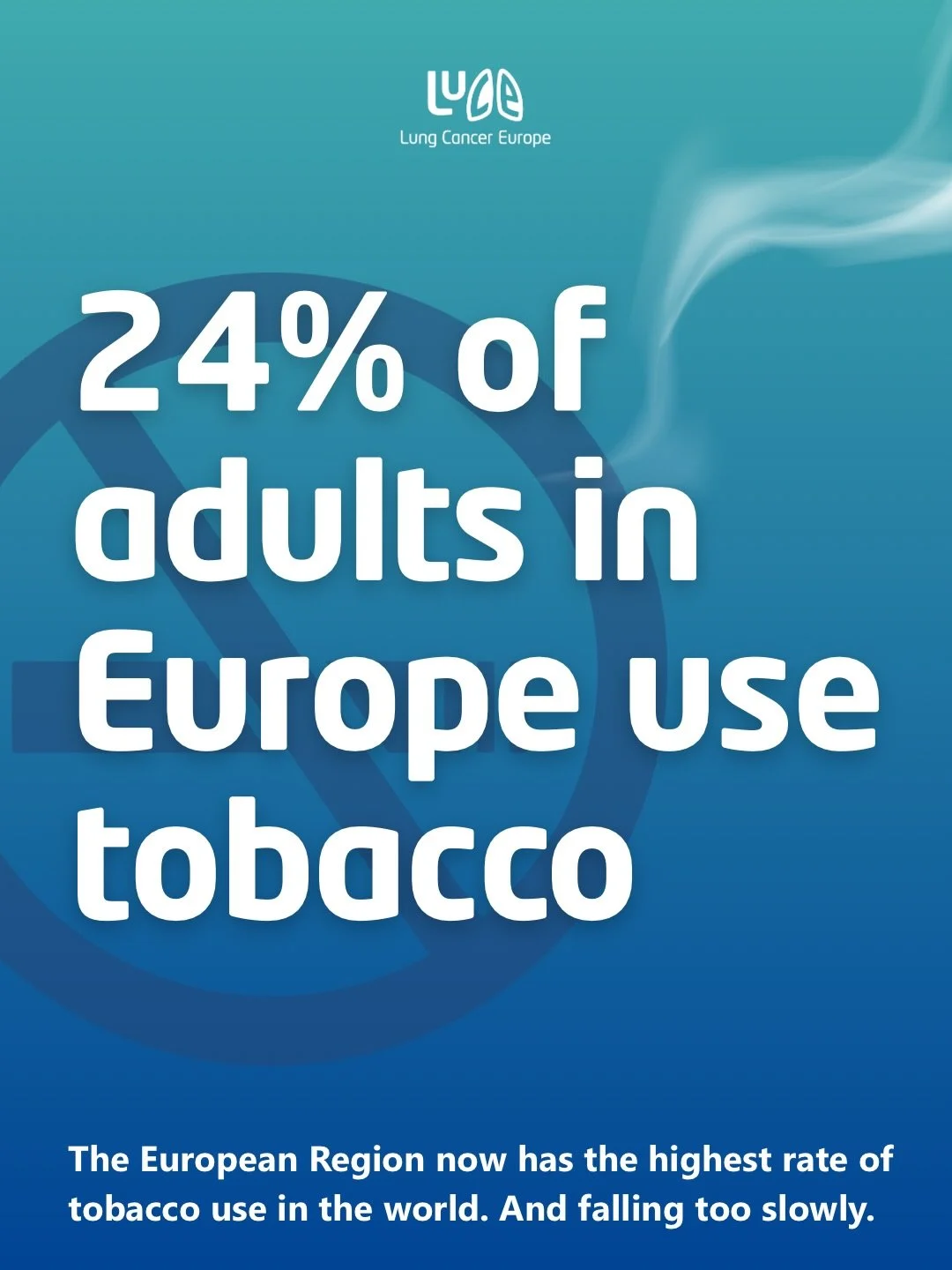 Today is World No Tobacco Day.

24% of adults in the European Region use tobacco - the highest rate in the world. And it is falling too slowly.

Tobacco is the single largest preventable cause of lung cancer. But lung cancer can affect anyone, includ