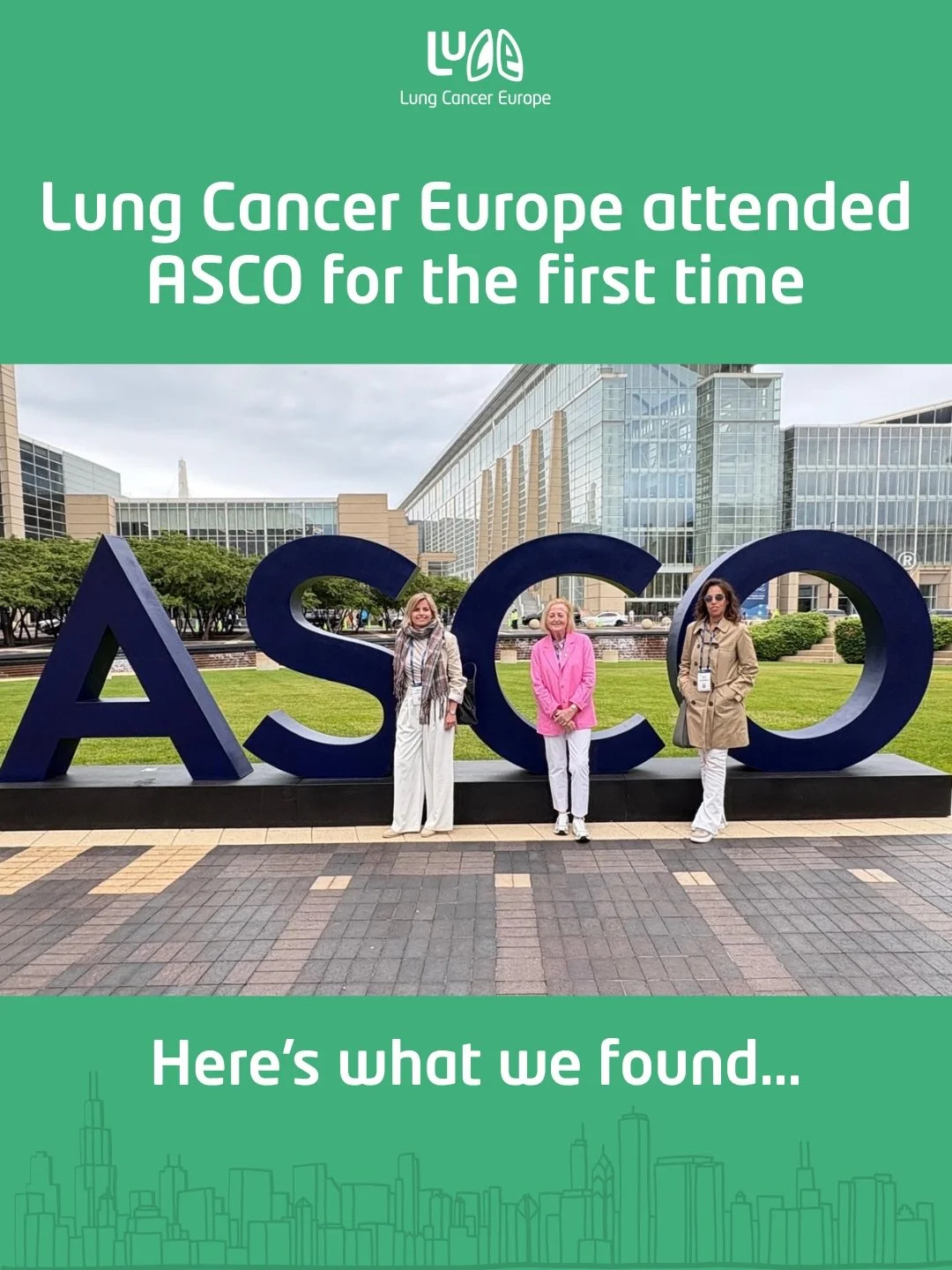 ASCO is the American Society of Clinical Oncology. Its annual meeting brings together more than 50,000 oncology professionals from over 150 countries. This year it was in Chicago, and for the first time, Lung Cancer Europe was there.

Lung cancer is 