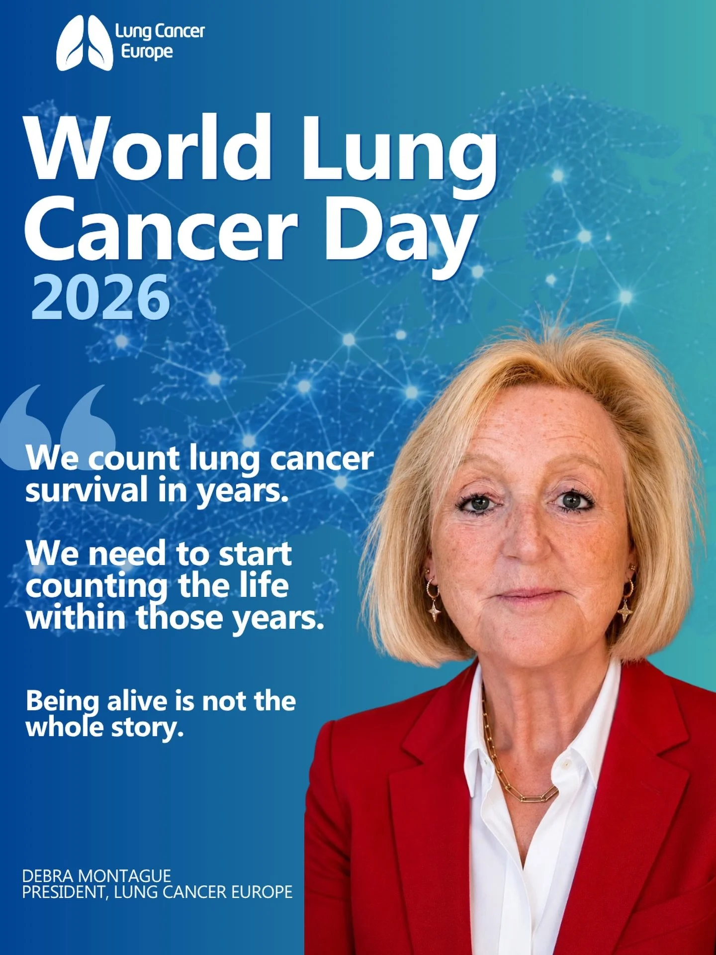 We count lung cancer survival in years. But being alive is not the whole story.

For years, Lung Cancer Europe has asked people across Europe what living with lung cancer is really like.

They have told us about side effects, anxiety, money worries, 