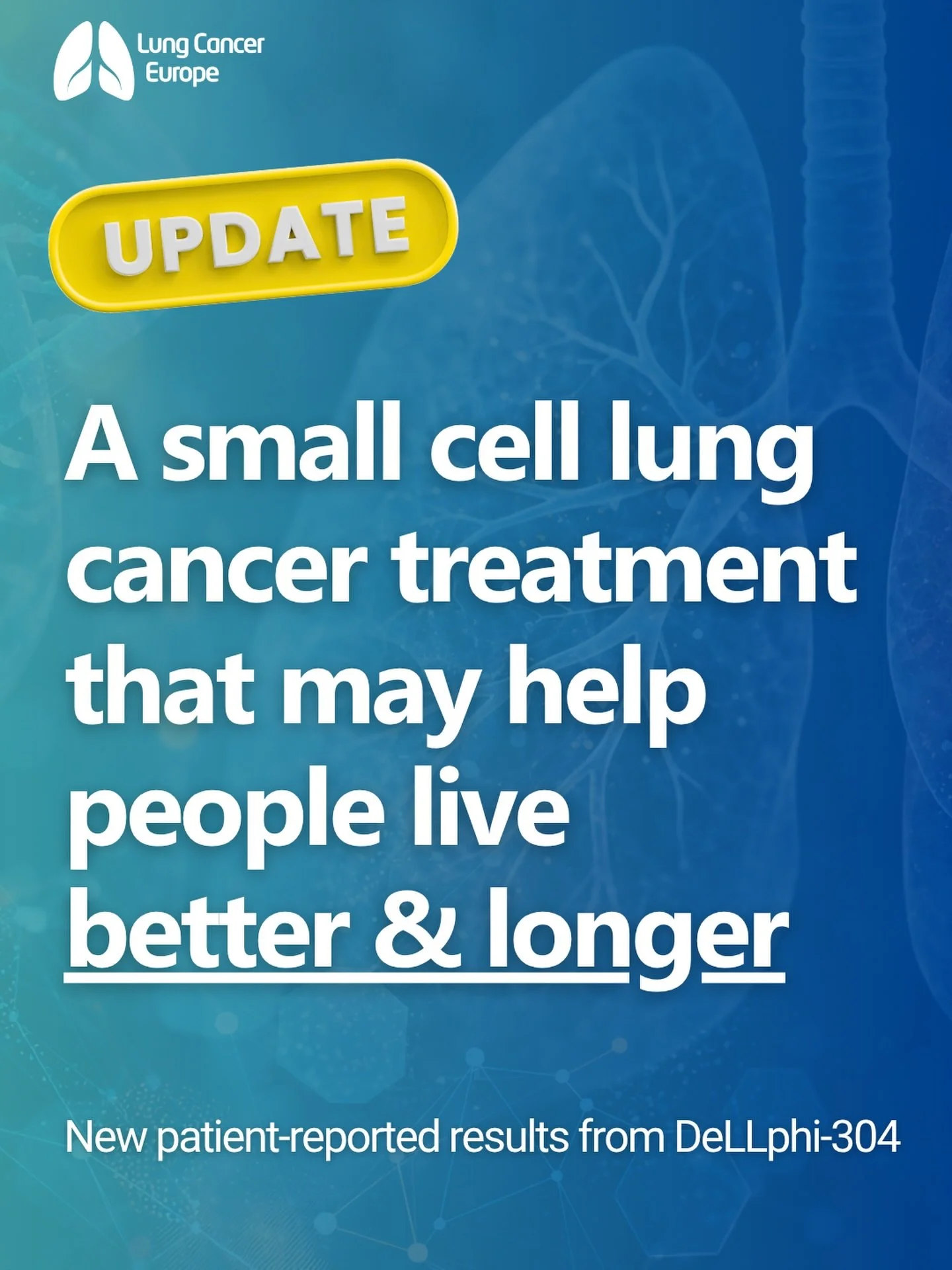 New results from the phase 3 DeLLphi-304 trial look at how people with extensive-stage small cell lung cancer felt and functioned during treatment.

Tarlatamab had already shown a survival benefit compared with standard chemotherapy.

Now, the patien