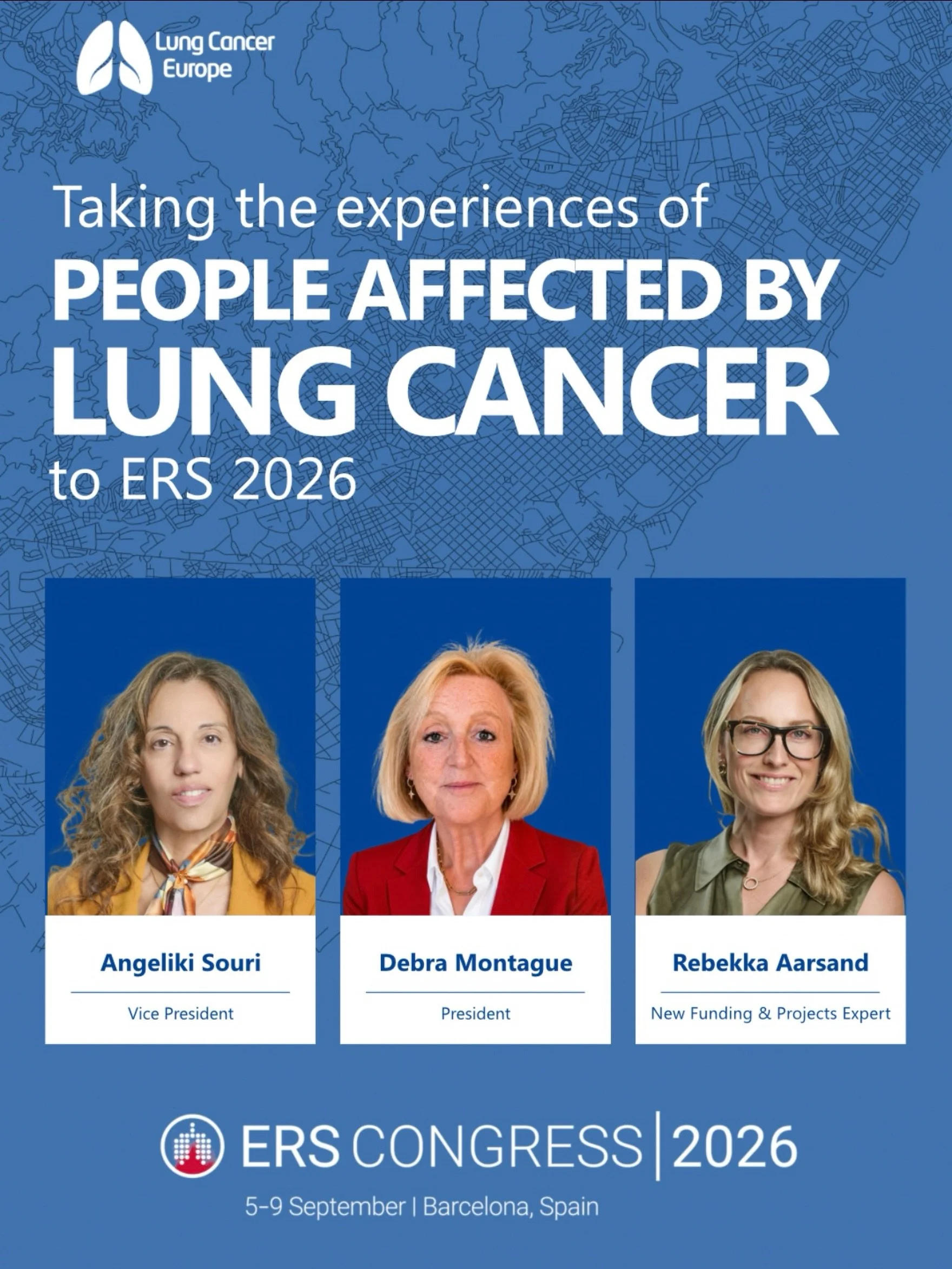 People affected by lung cancer across Europe trust us with their experiences. We do not collect them simply to publish reports. We take the findings to the places where research, treatment, care and policy are being discussed.

At ERS Congress 2026, 