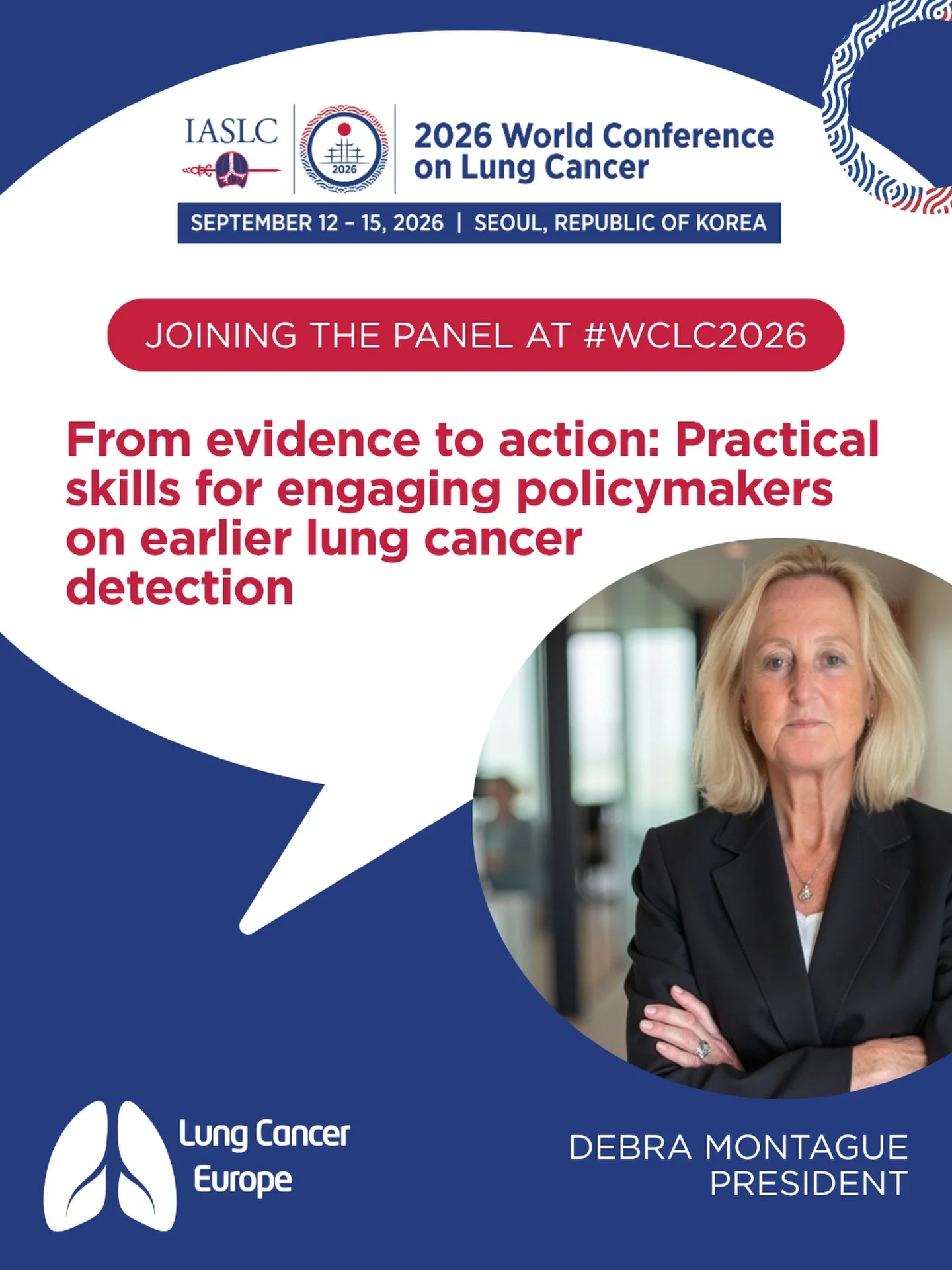 Our President, Debra Montague, is joining an international panel at #WCLC2026 this morning for a practical workshop on turning lung cancer evidence into action.

The session will look at how advocates, clinicians and researchers can communicate effec
