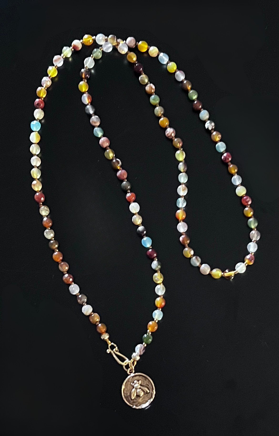 Agate Earth tone 32 inch necklace