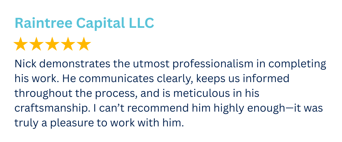 Raintree Capital LLC 5 star review of no pressure plumbing