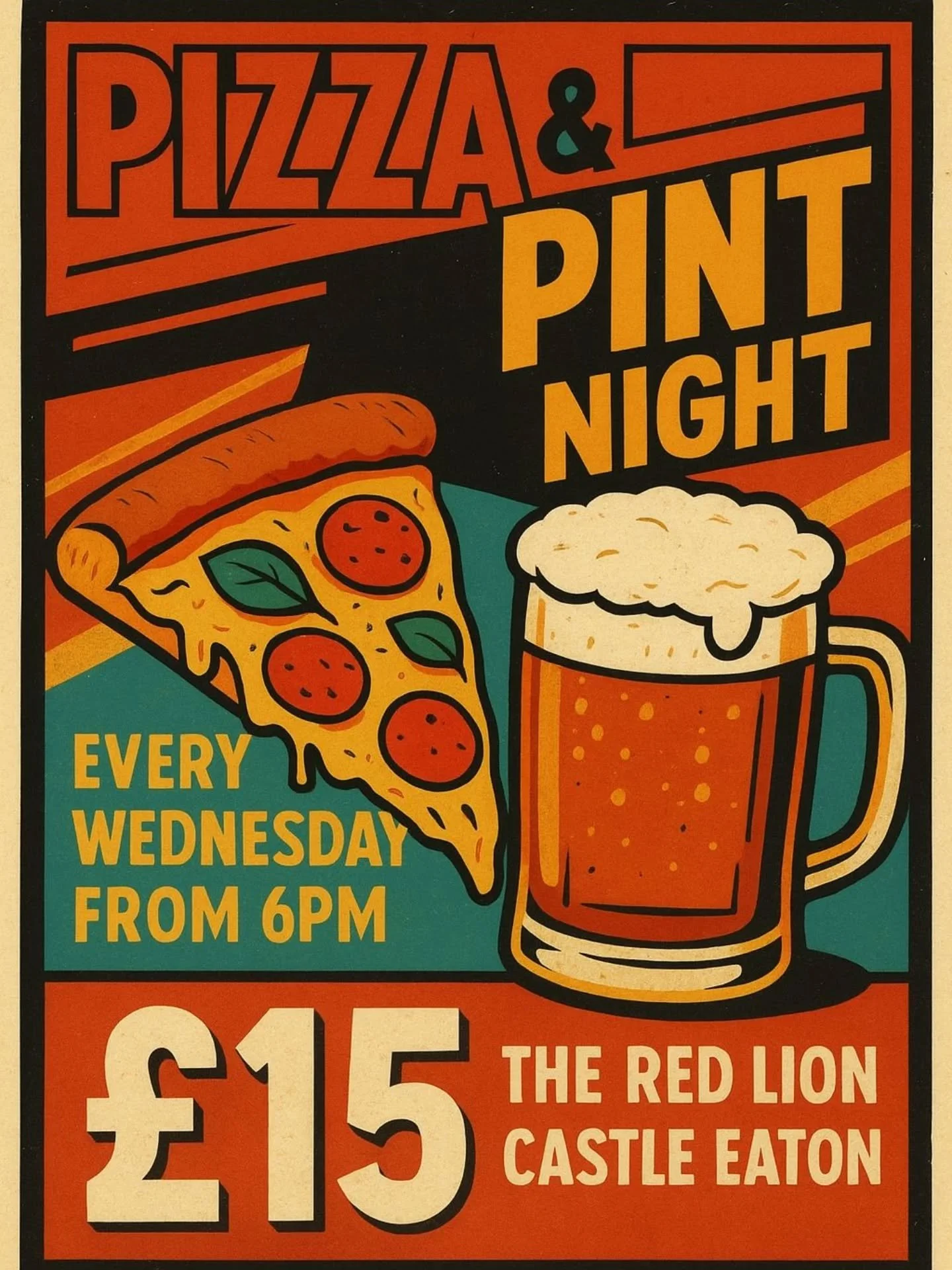 Blow the budget!!! Pizza and pint night just got better with our fantastic spiced lamb burger! Only &pound;15 - see you tomorrow!!👋🏻🍕🍺