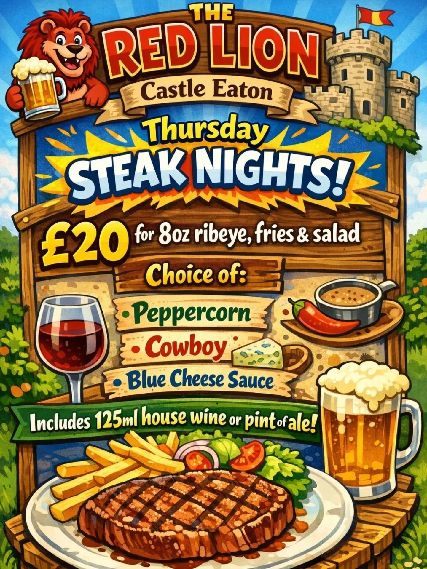 🍷🥩🥔 It's about to get lit! Your Thursday just got a whole lot better!! Don't miss out.... see you tonight. Walk-ins welcome or call to book!