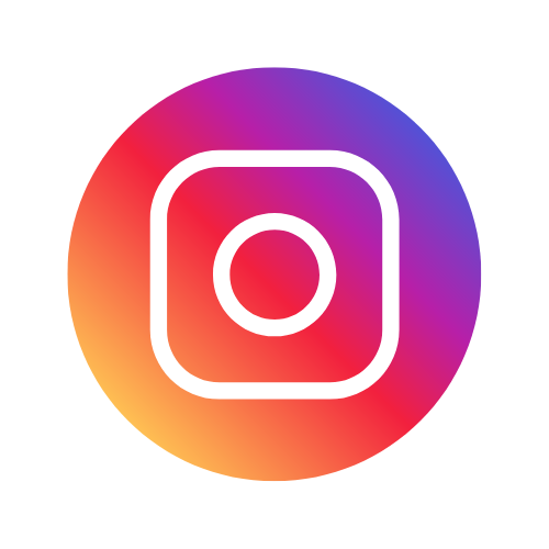 Instagram logo with a rainbow gradient background.