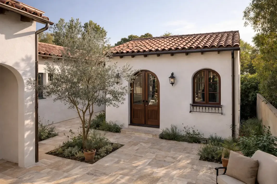 Spanish revival style ADU with red roof