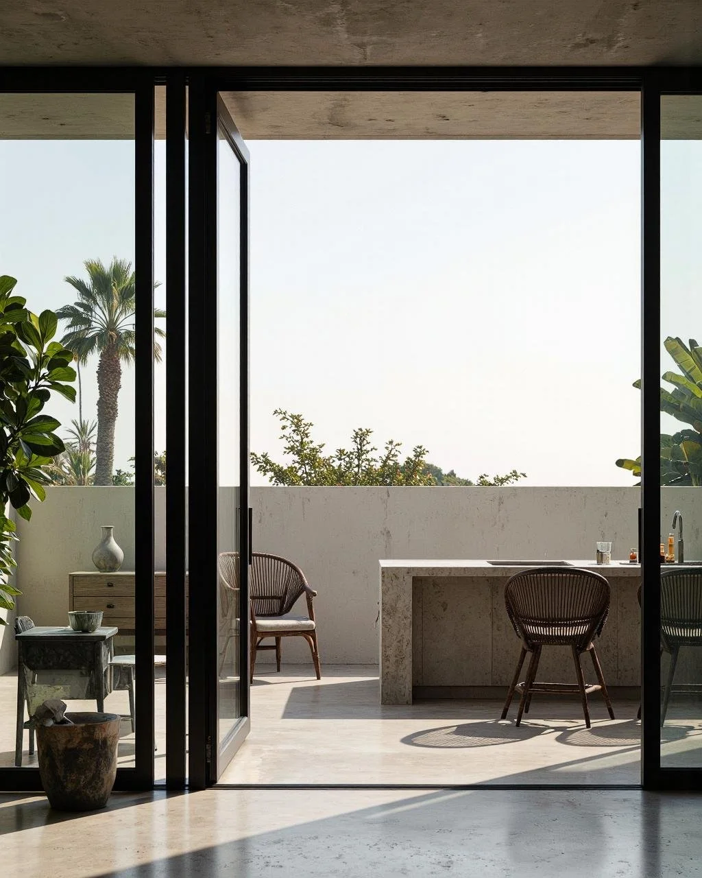 ADU backyard with the concrete 4 ft tall fence