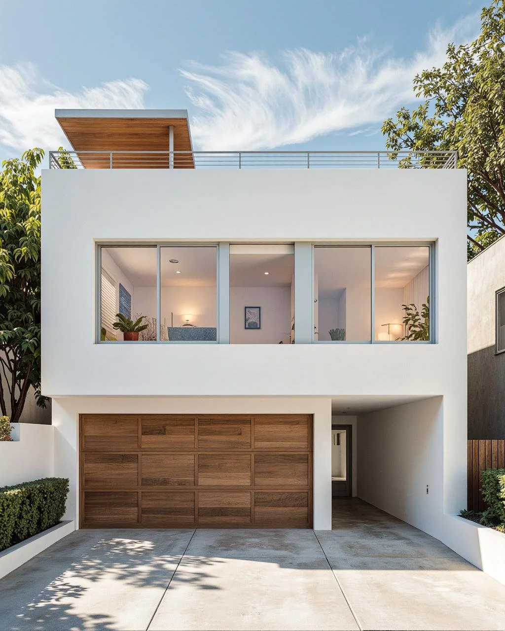 modern stucco and wood ADU in Los Angeles