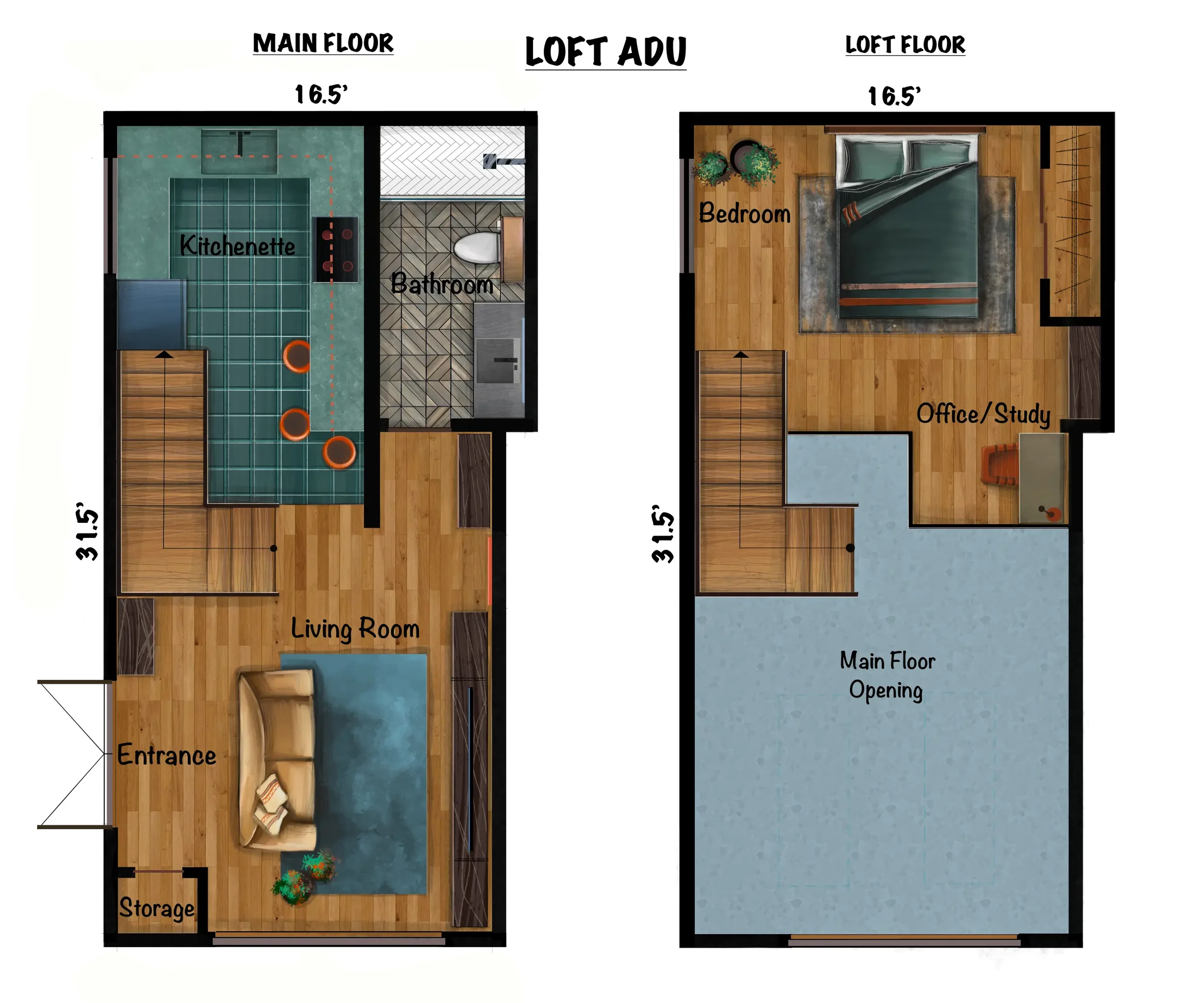 Plan Example of The Loft ADU in California
