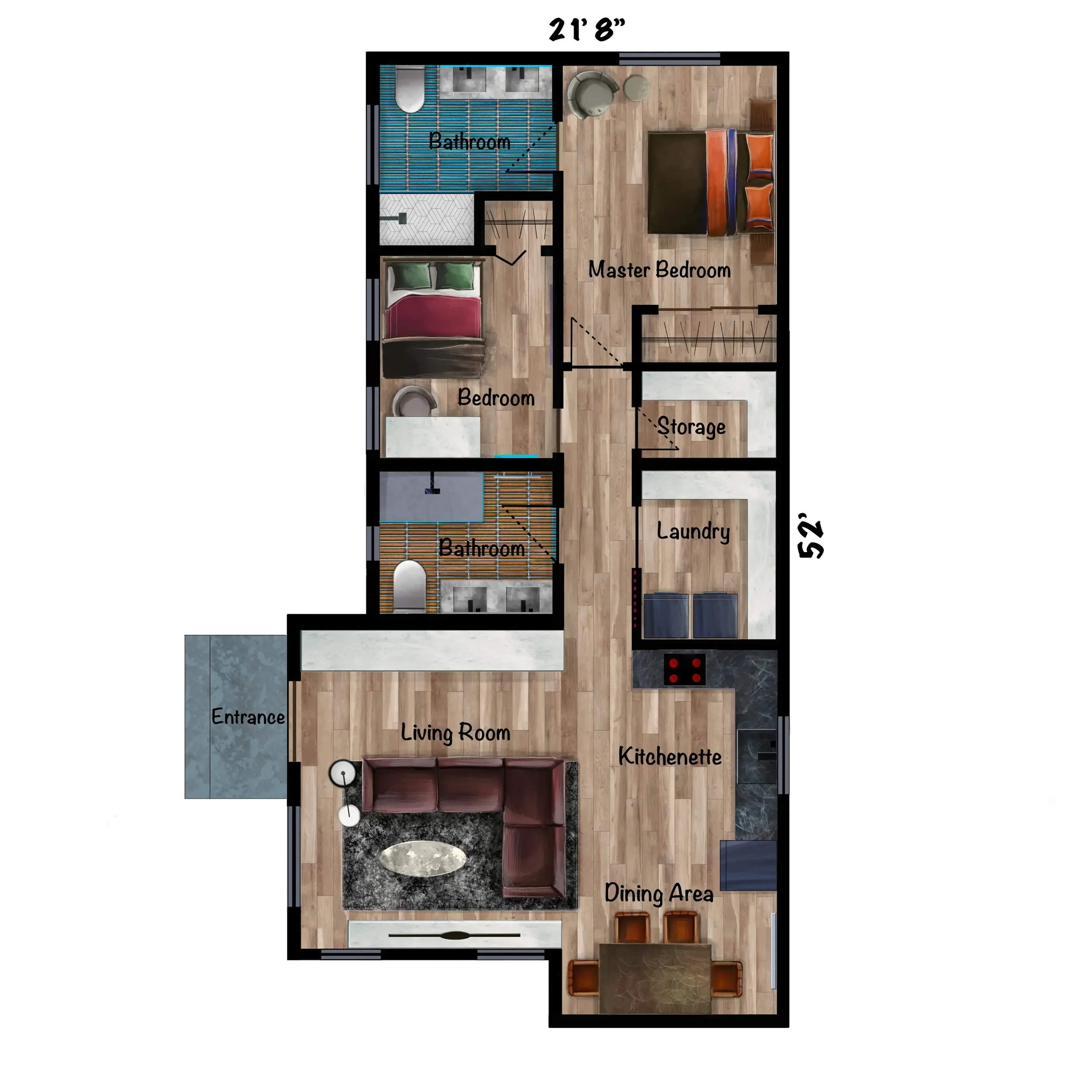 1200 sq. ft. ADU Floor Plan