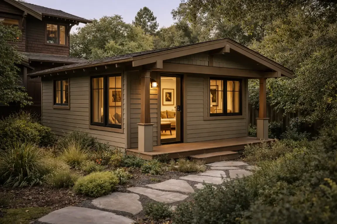 craftaman stlye adu with olive colors siding